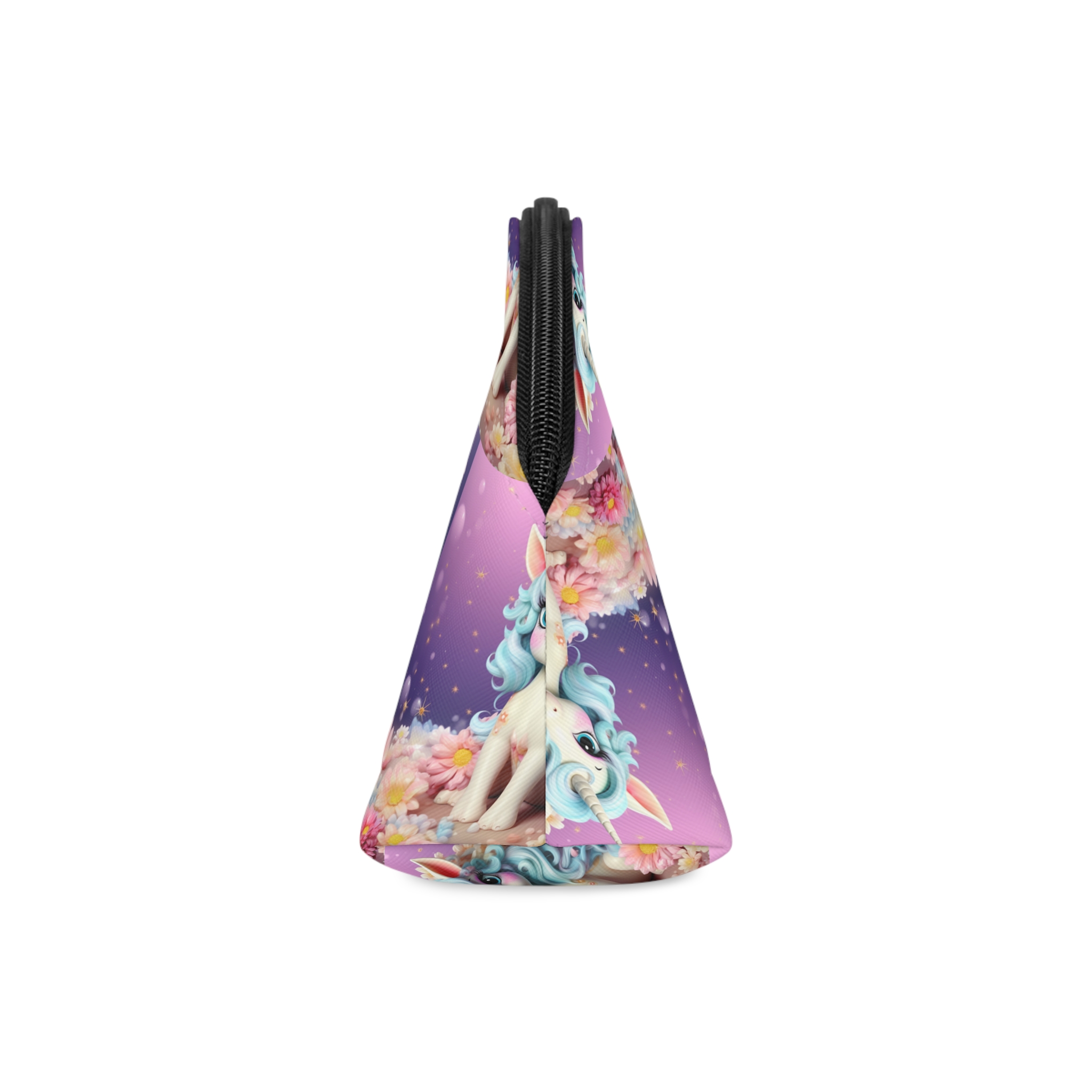 There Is White Unicorn With Blue Hair Flowers Table Generative Ai Makeup Bag - Image 4