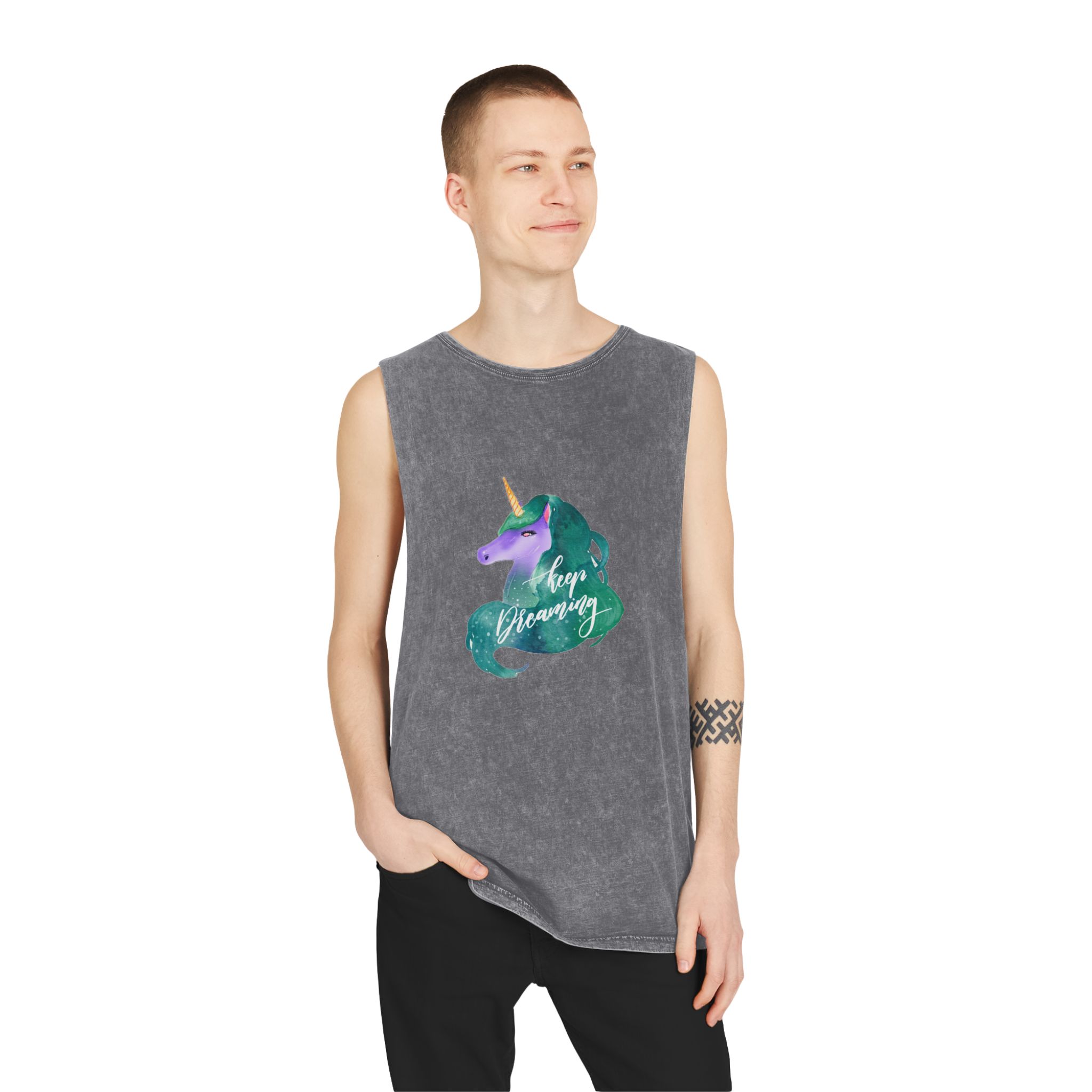 Unicorn V47 Unisex Stonewash Tank Top - Image 11