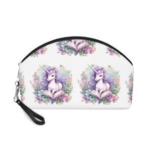 Watercolor Cozy Reading Book Set Hidden Realm Unicorns Fluffy Clipart Tshirt Isolated (1) Makeup Bag