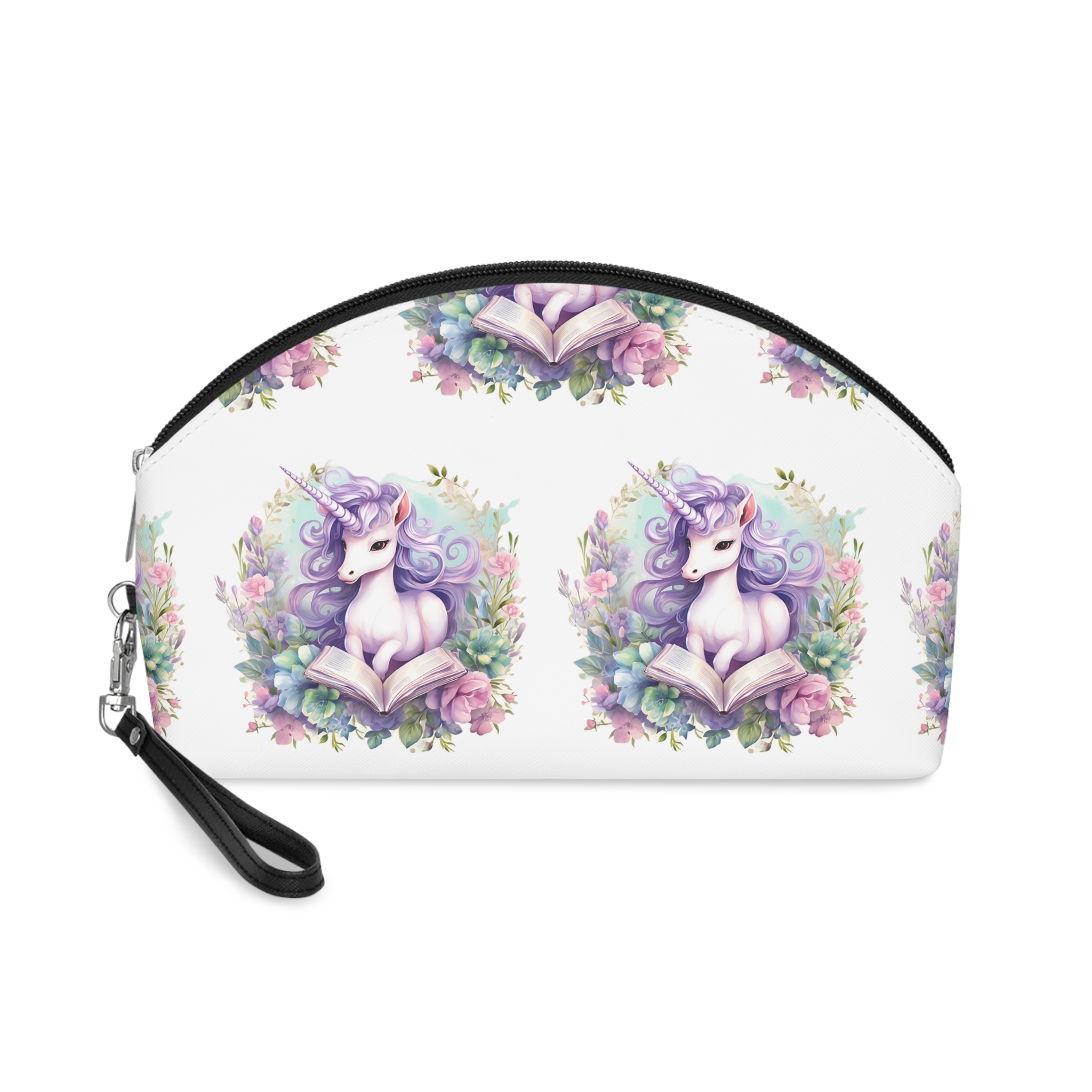 Watercolor Cozy Reading Book Set Hidden Realm Unicorns Fluffy Clipart Tshirt Isolated (1) Makeup Bag