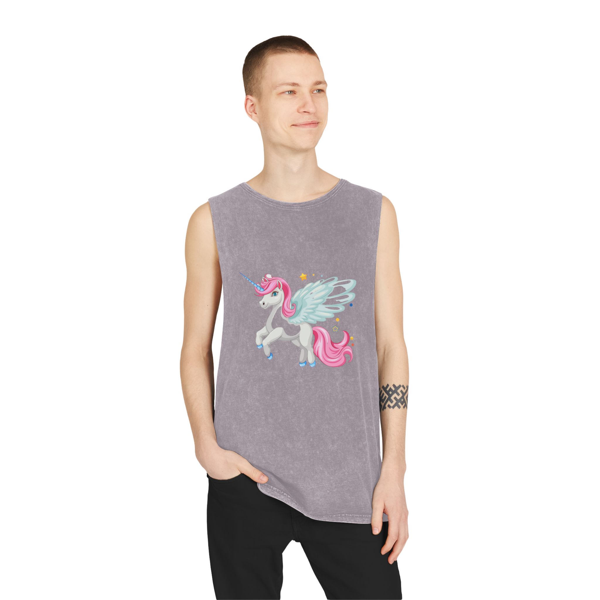 Beautiful Unicorn Unisex Stonewash Tank Top - Image 19