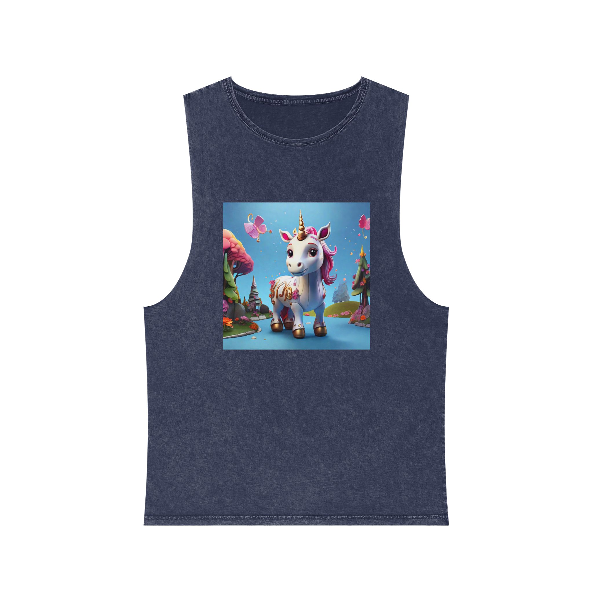 Animated Unicorn Children Generated By Ai (19) Unisex Stonewash Tank Top - Image 13