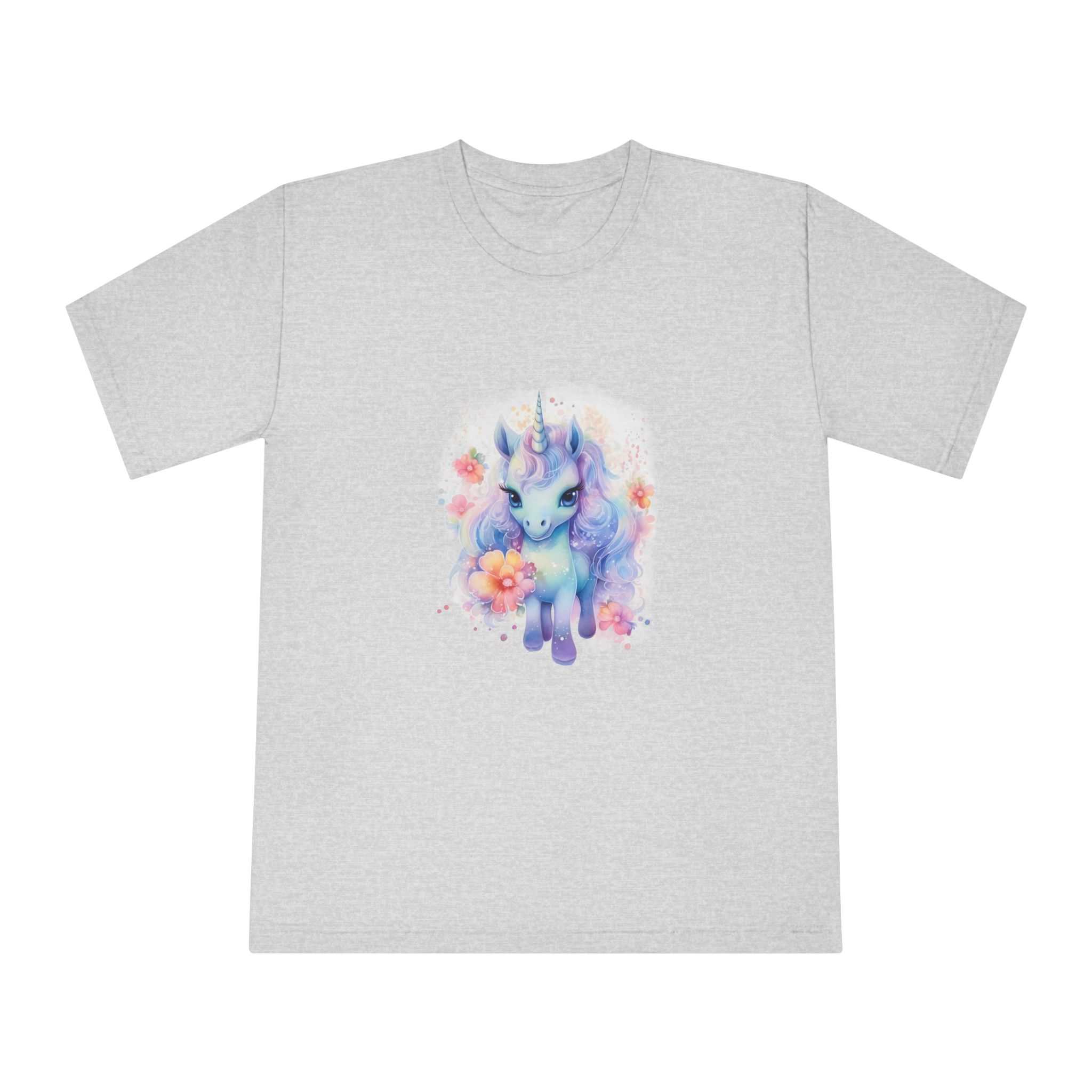 Cute Colorful Magic Unicorn With Flowers Watercolor Style Copia Unisex Classic Crewneck T Shirt - Image 13