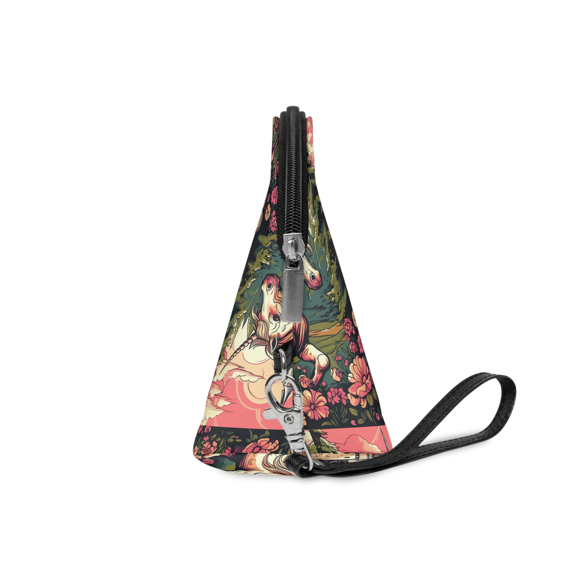 Unicorn Front Castle With Flowers Trees Generative Ai Makeup Bag - Image 3