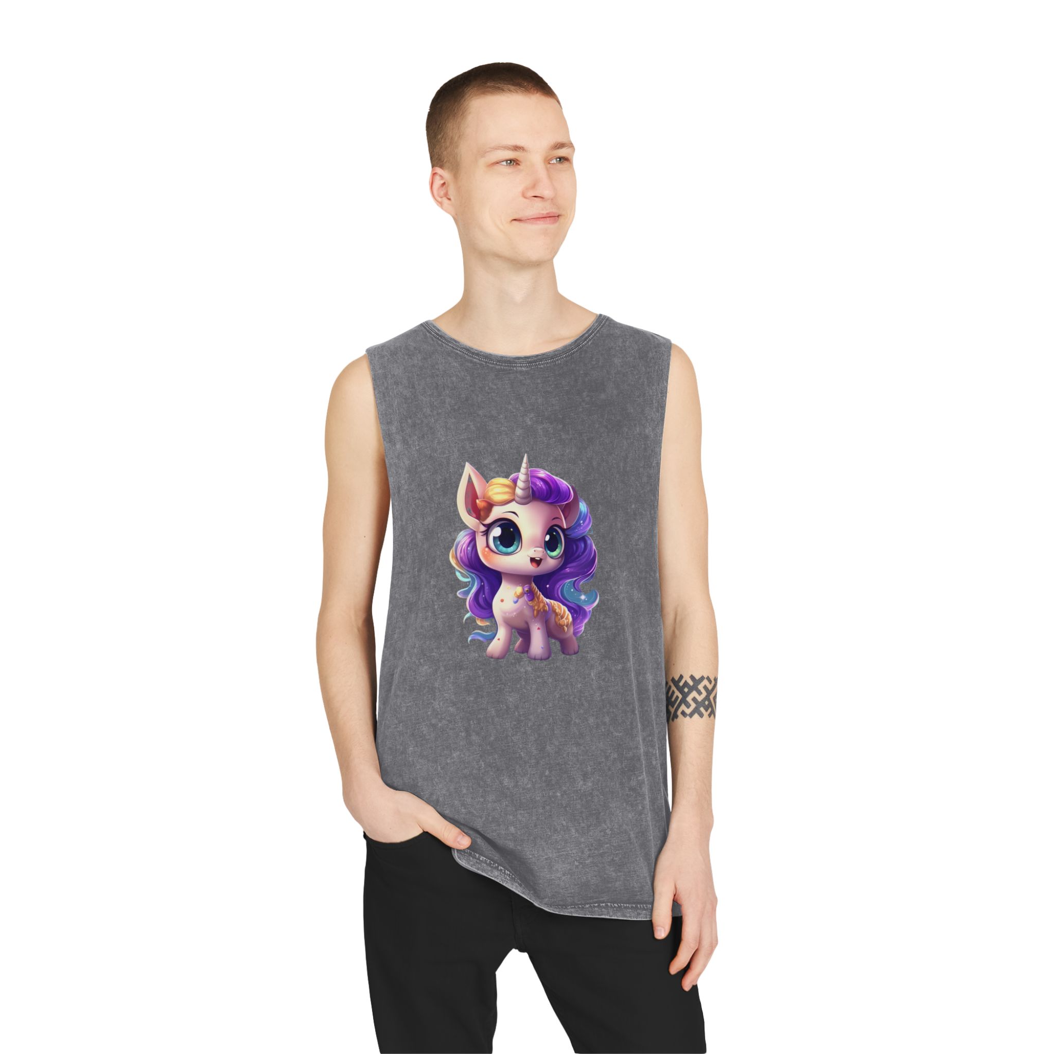 Beautiful Cute Baby Unicorn (1) Copy Unisex Stonewash Tank Top - Image 11