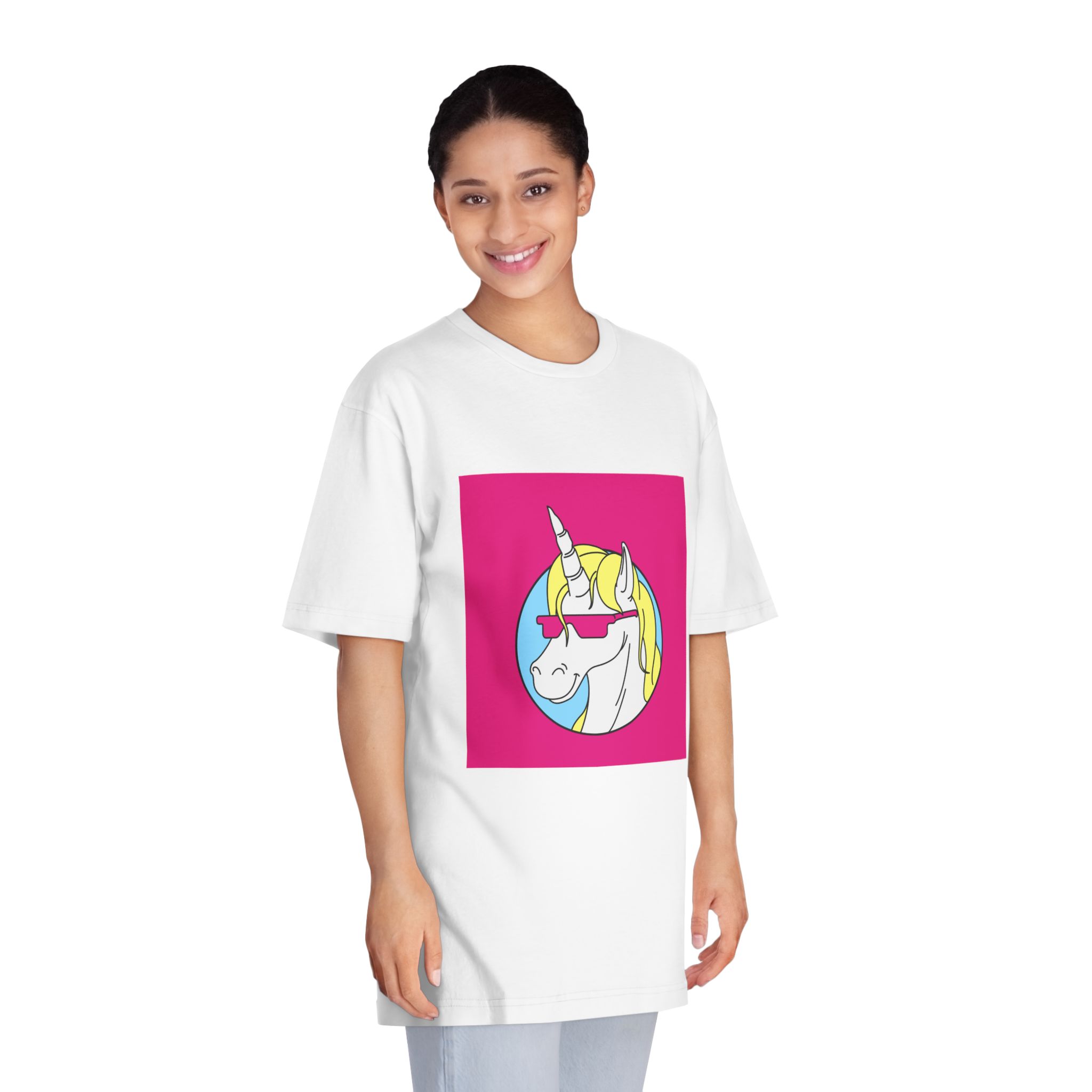 Retro Emblem of Unicorn Wearning A Glasses Unisex Classic Crewneck T Shirt - Image 3
