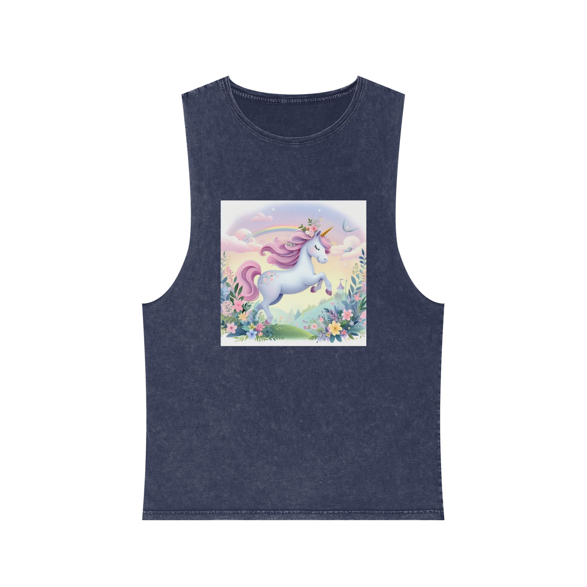 Beautiful Unicorn Running Magical Meadow Unicorn Background Images Whimsical Unicorn (11) Unisex Stonewash Tank Top - Image 13
