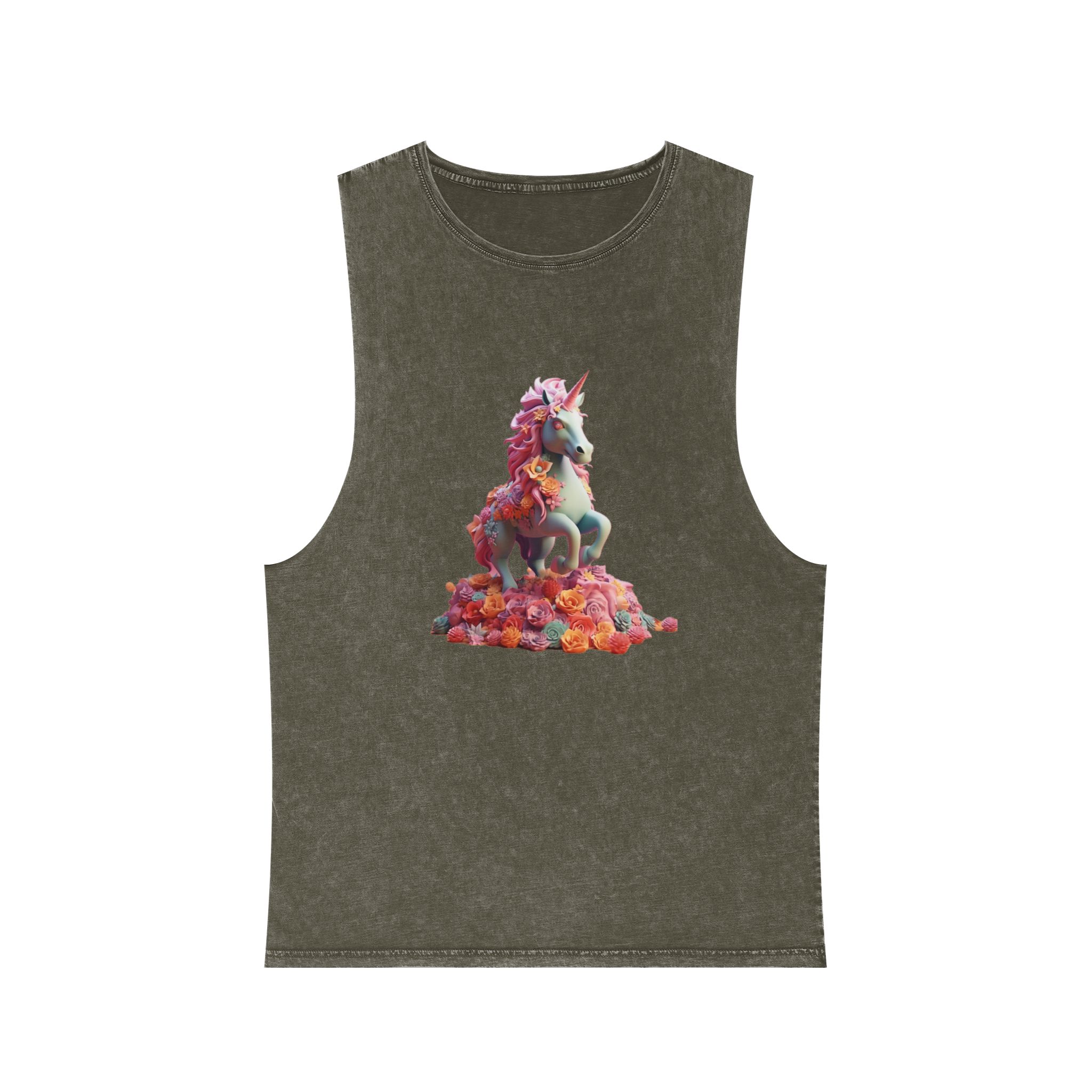 Colorful 3d Mythical Unicorn (3) Copy Unisex Stonewash Tank Top - Image 5
