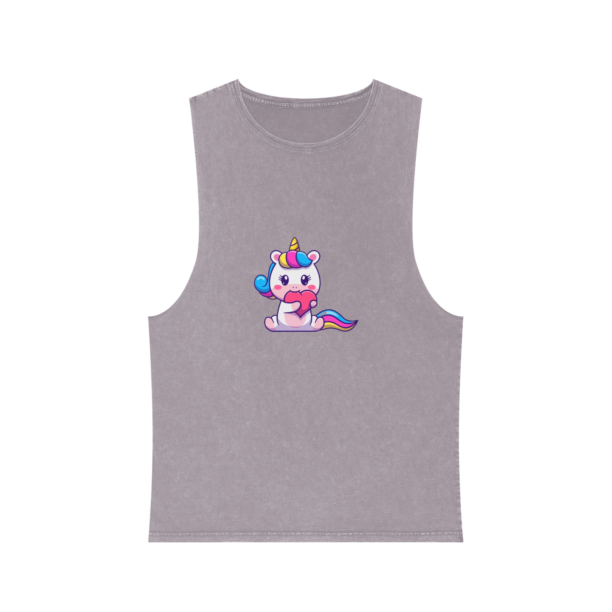 Cute Unicorn Heart Unisex Stonewash Tank Top - Image 17