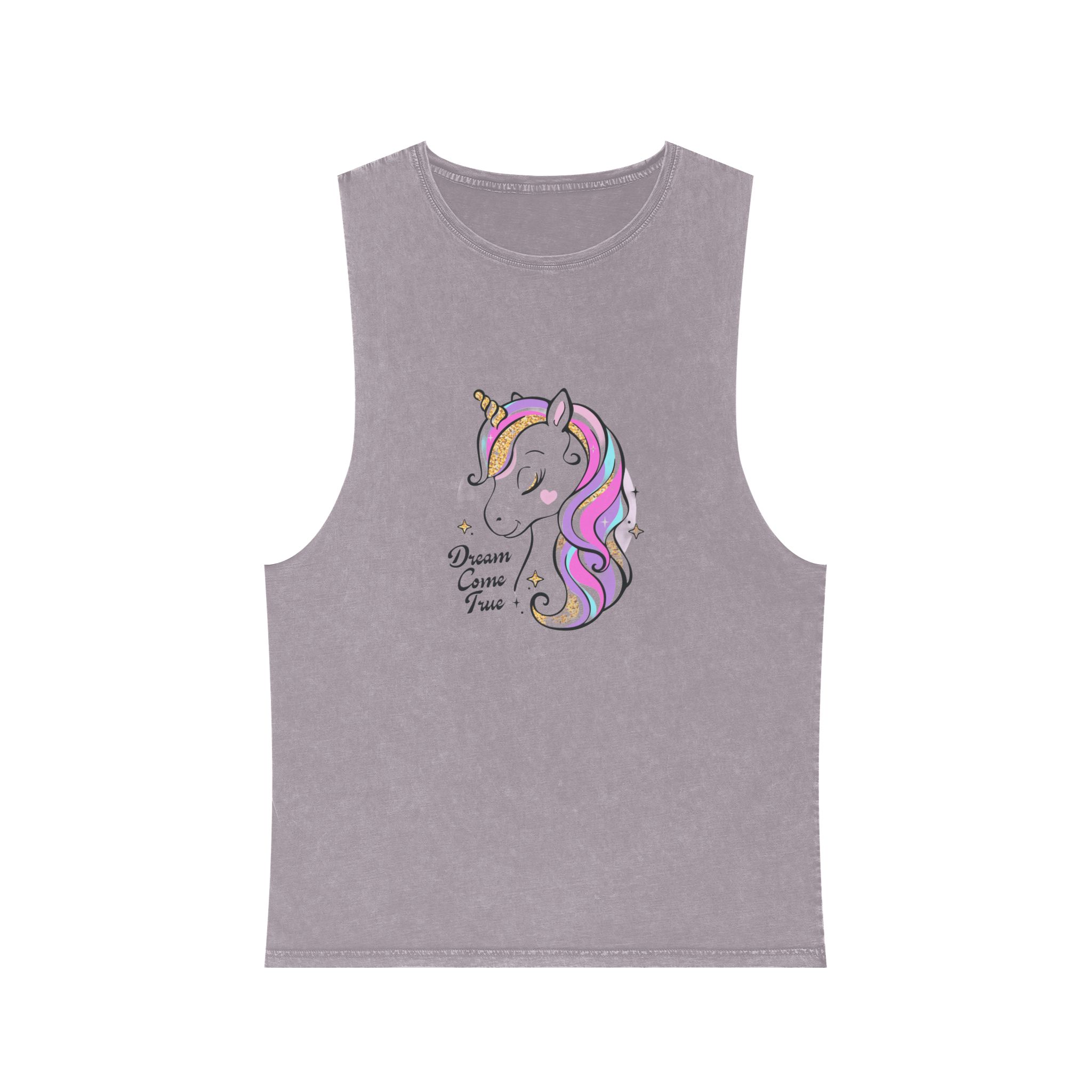 Art Beautiful Cartoon Little Unicorn On A White Background Sequins Print For Clothes and T Shirts Vector Illustration Fan T Shirt Design Vector Print Unisex Stonewash Tank Top - Image 17