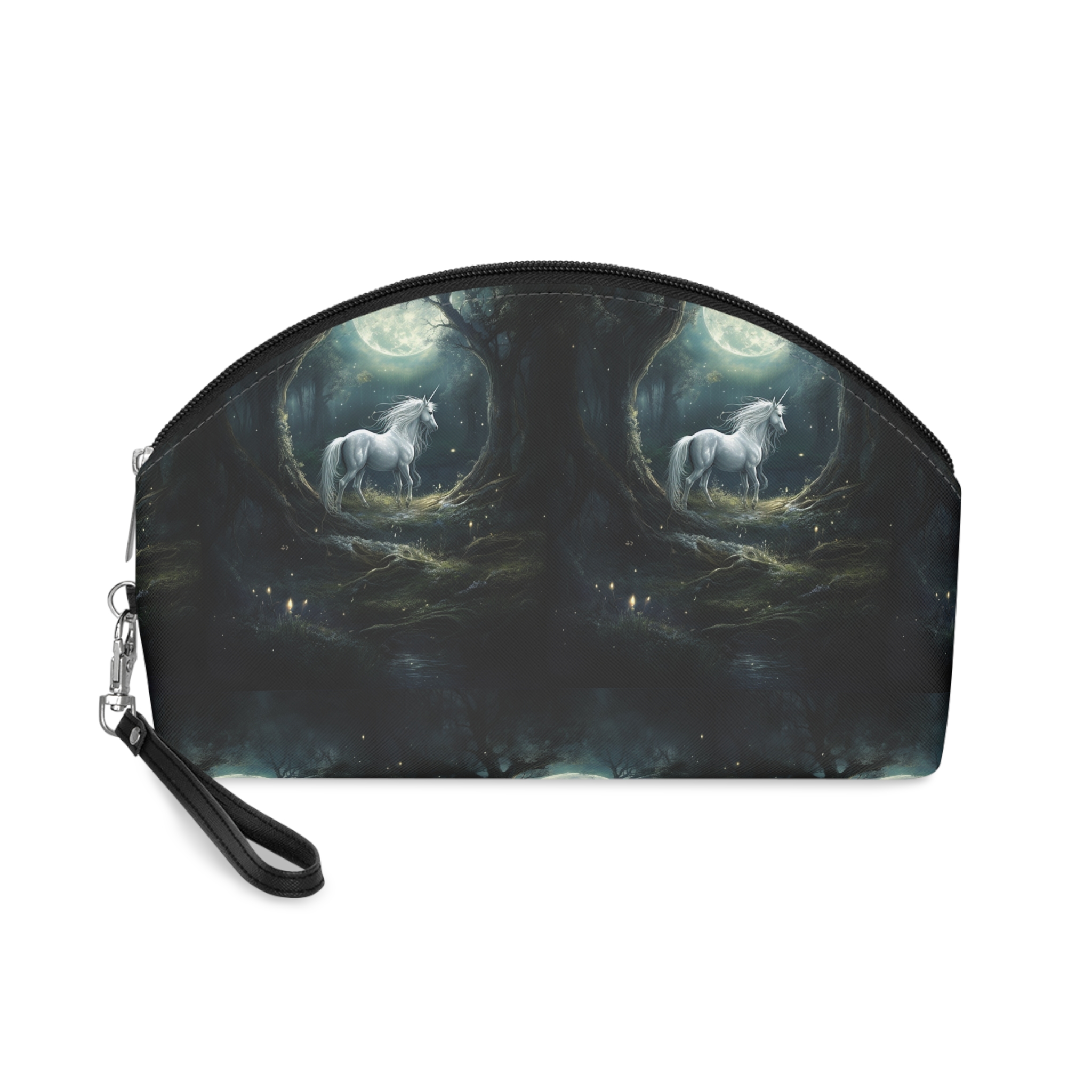 Unicorn Forest With Full Moon Background Makeup Bag
