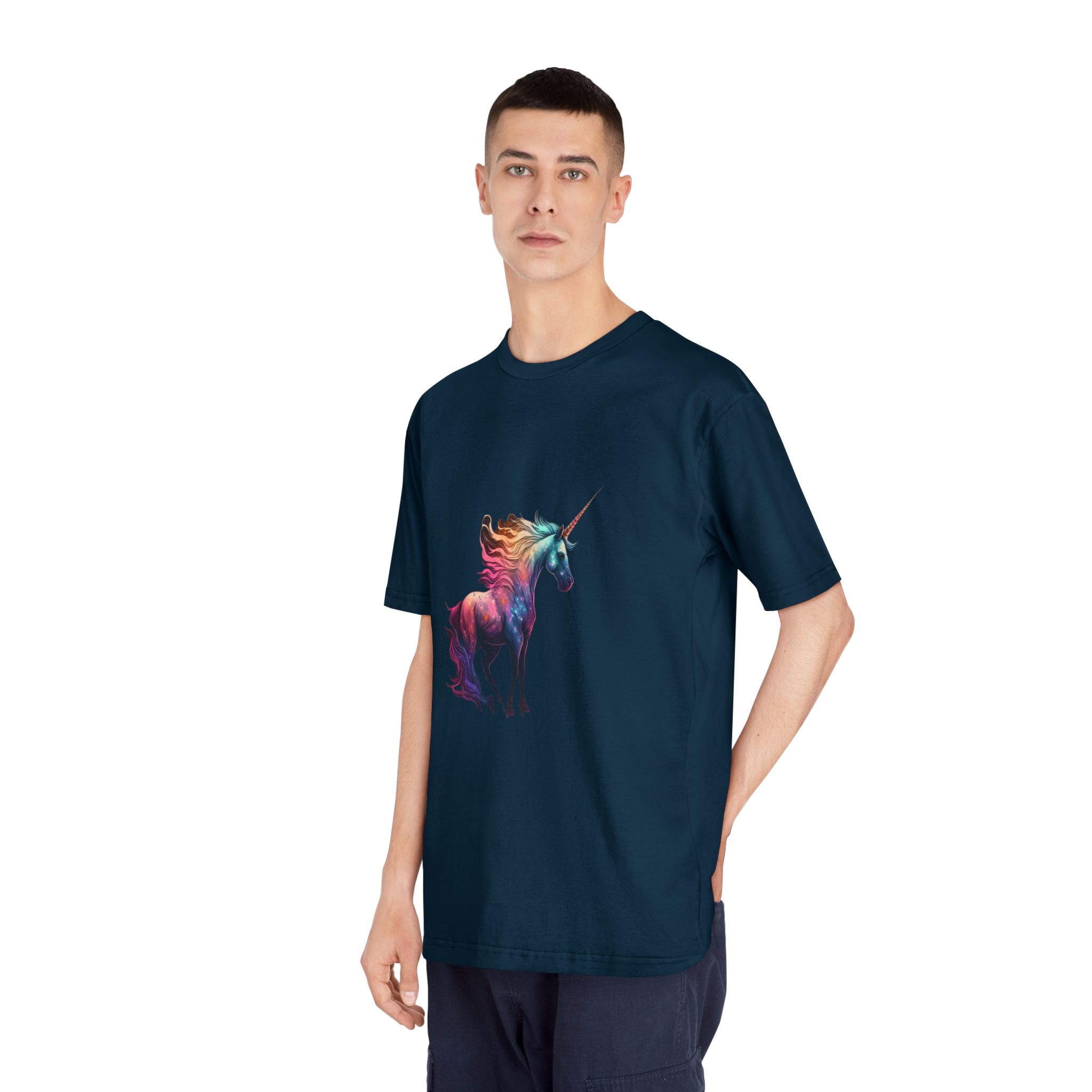 Unicorn With Colorful Mane Stars Background Generative Ai Unisex Classic Crewneck T Shirt - Image 20