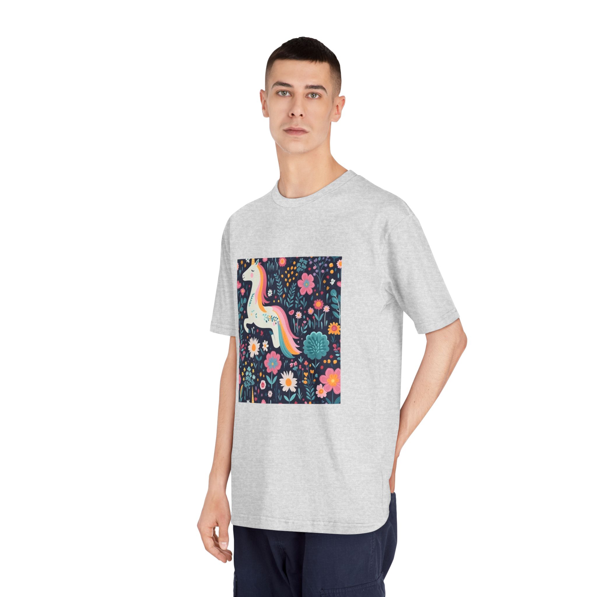 Childish Seamless Pattern Background With Colorful Unicorns (1) Unisex Classic Crewneck T Shirt - Image 16