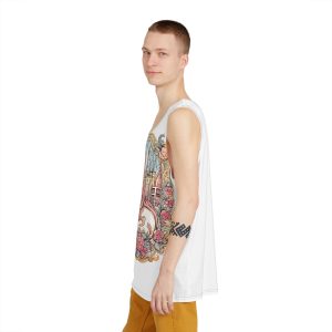 Unique Hand Drawn Fantasy Poster Featuring Majestic Unicorn Medieval Setting Mens Tank Aop