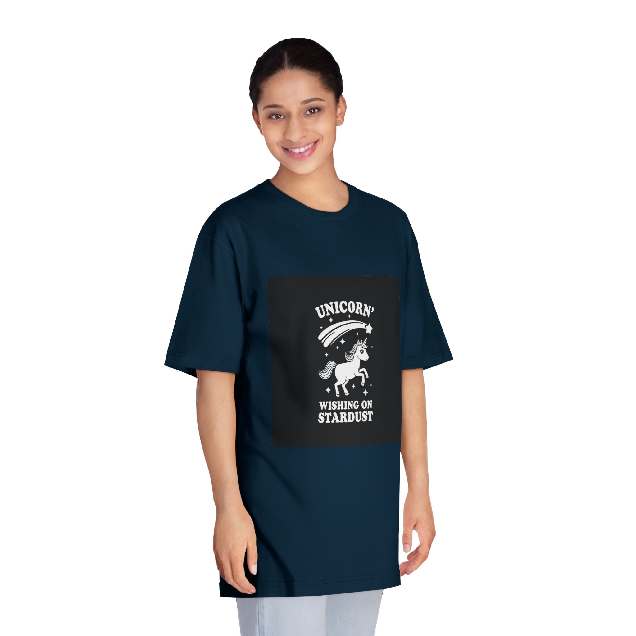White Unicorn With Star It Is Black Background Unisex Classic Crewneck T Shirt - Image 19
