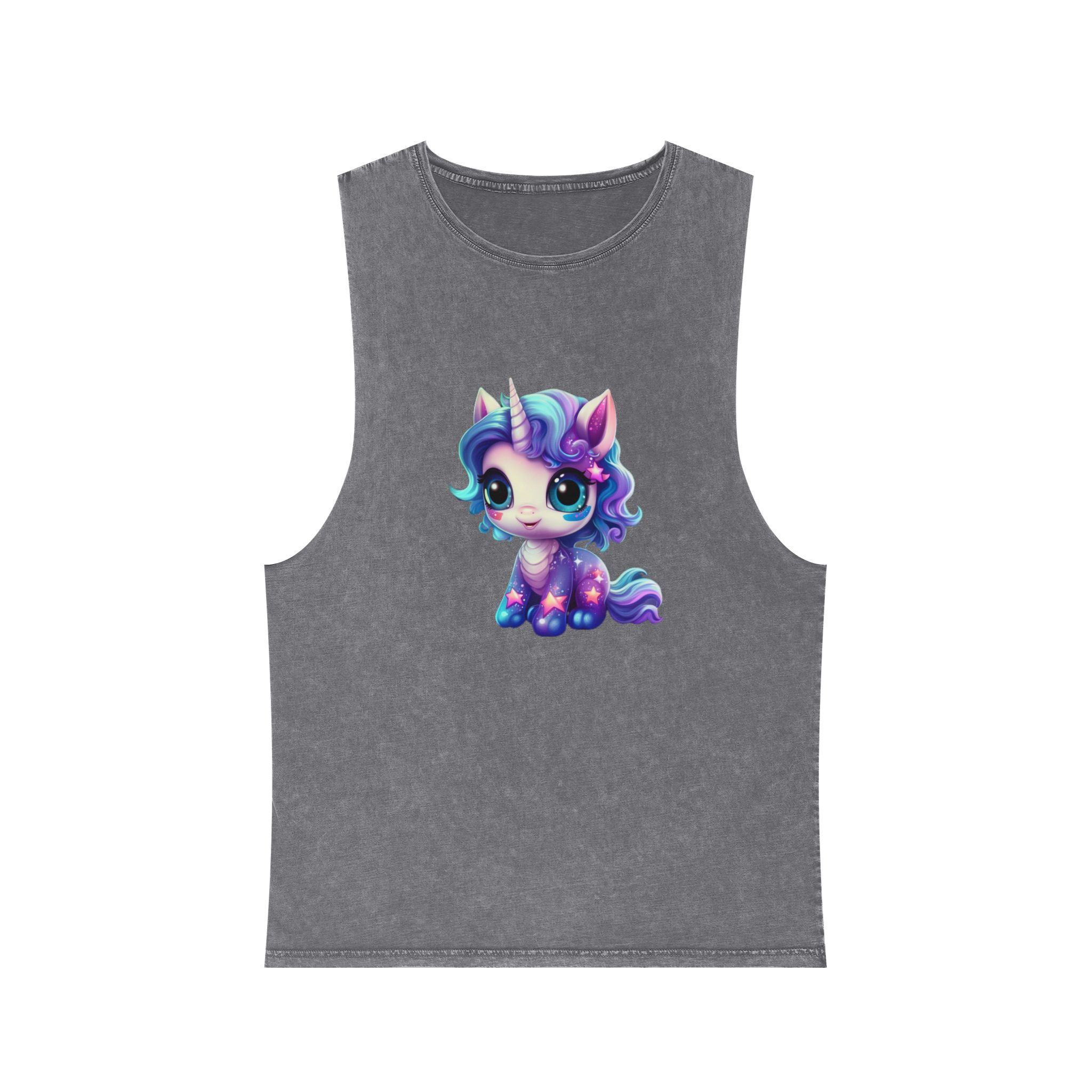 Beautiful Cute Baby Unicorn Unisex Stonewash Tank Top - Image 9