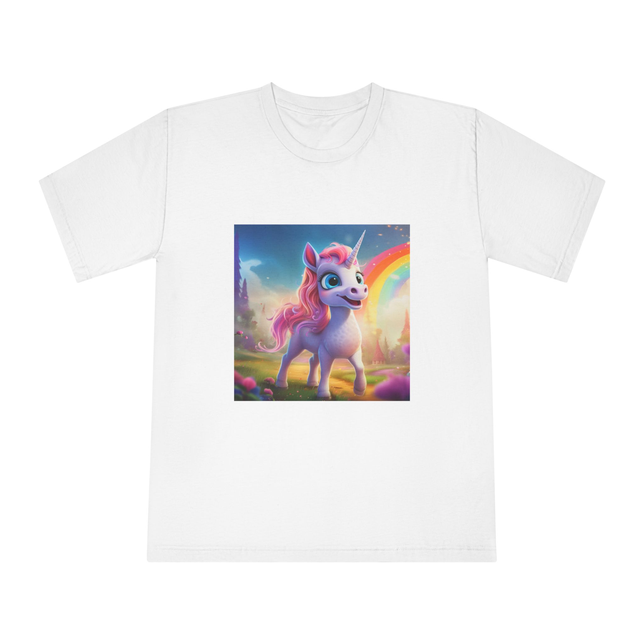 Unicorn With Pink Mane Blue Eyes Standing Field Generative Ai Unisex Classic Crewneck T Shirt