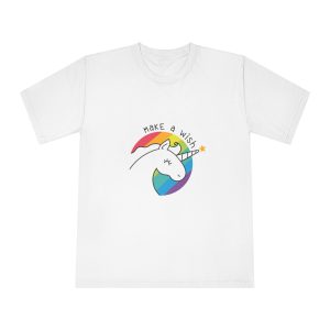 Make Wish Unicorn Rainbow Vector Illustration Unisex Classic Crewneck T Shirt