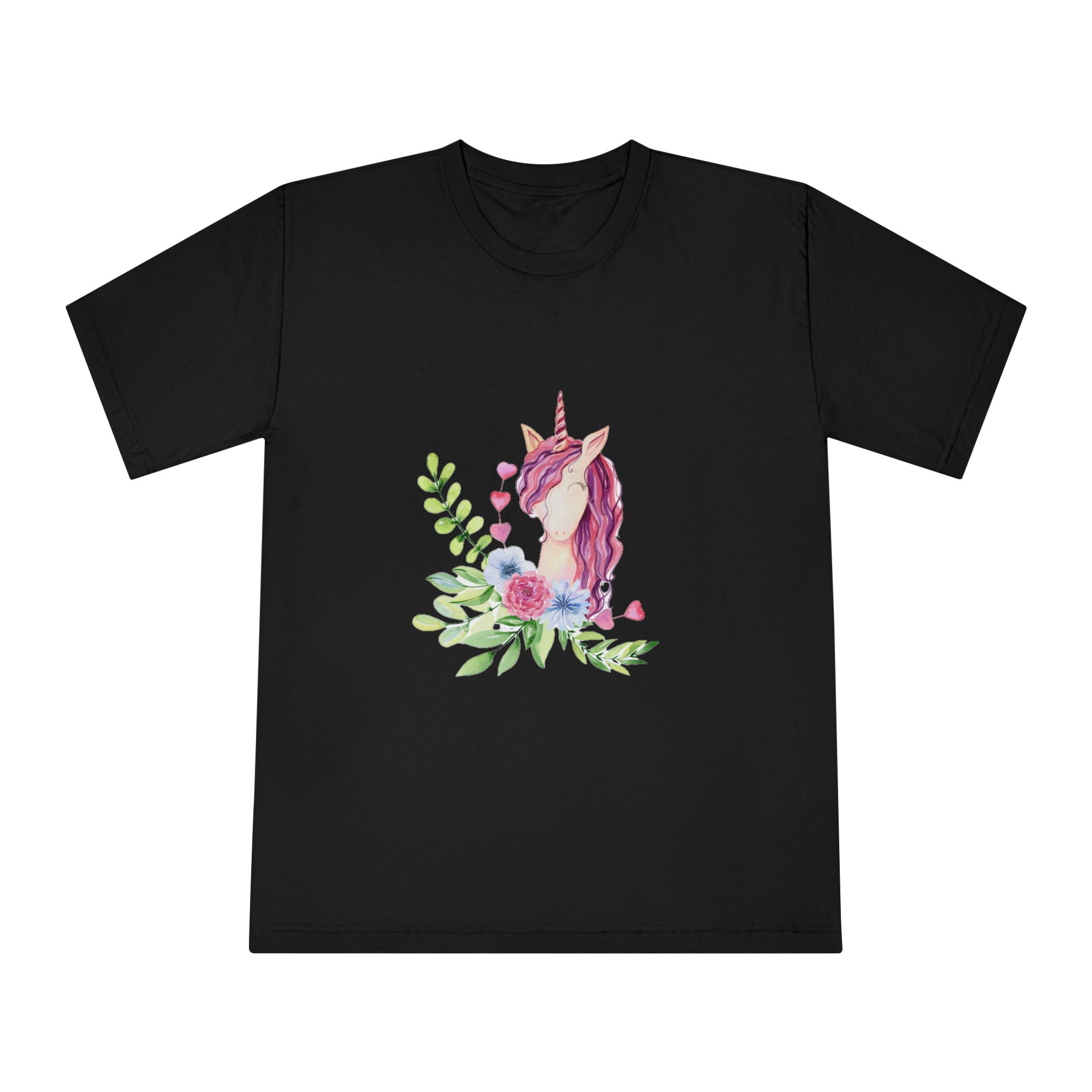 Watercolor Cute Unicorn Unisex Classic Crewneck T Shirt - Image 5
