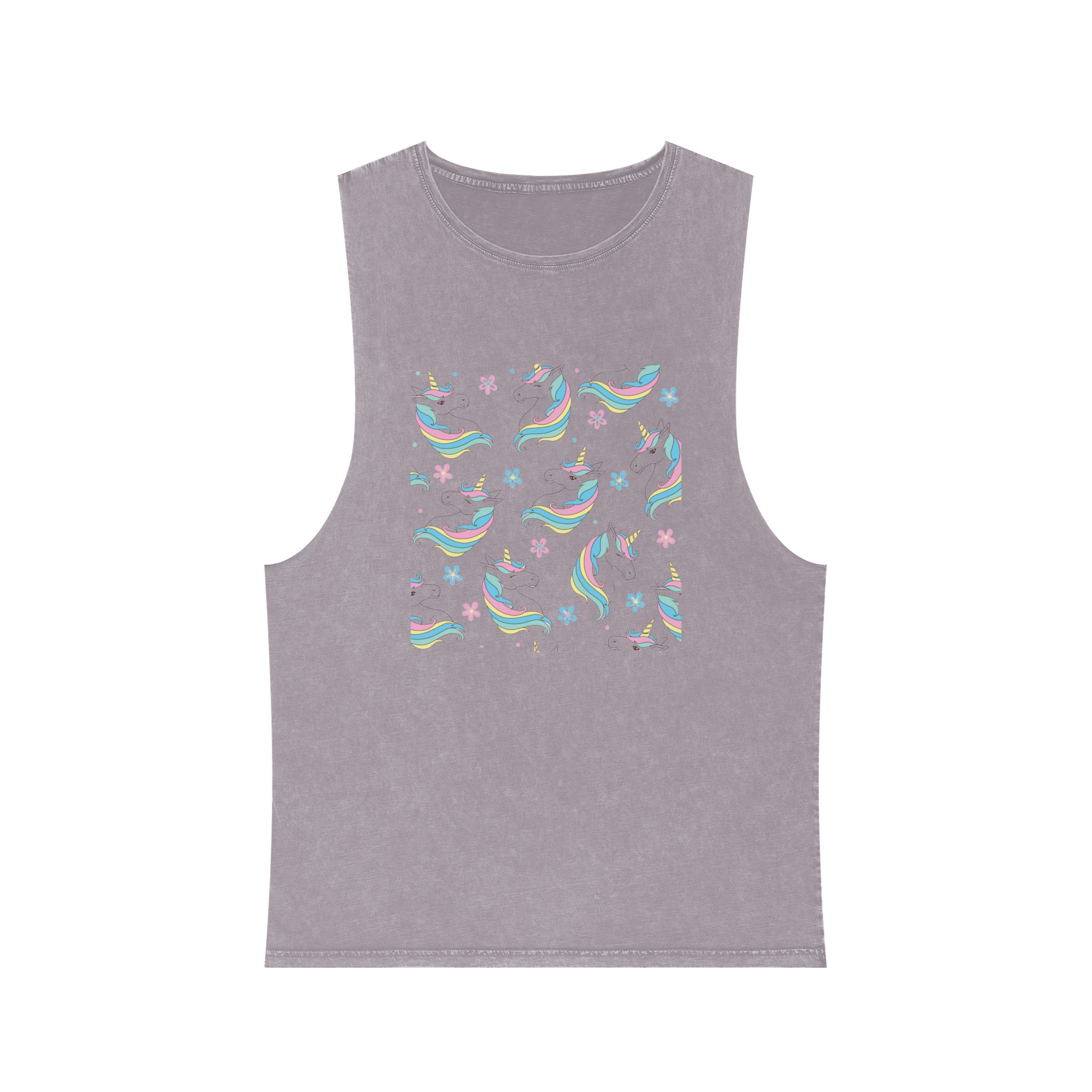 Unicorn Pattern Copia Unisex Stonewash Tank Top - Image 17