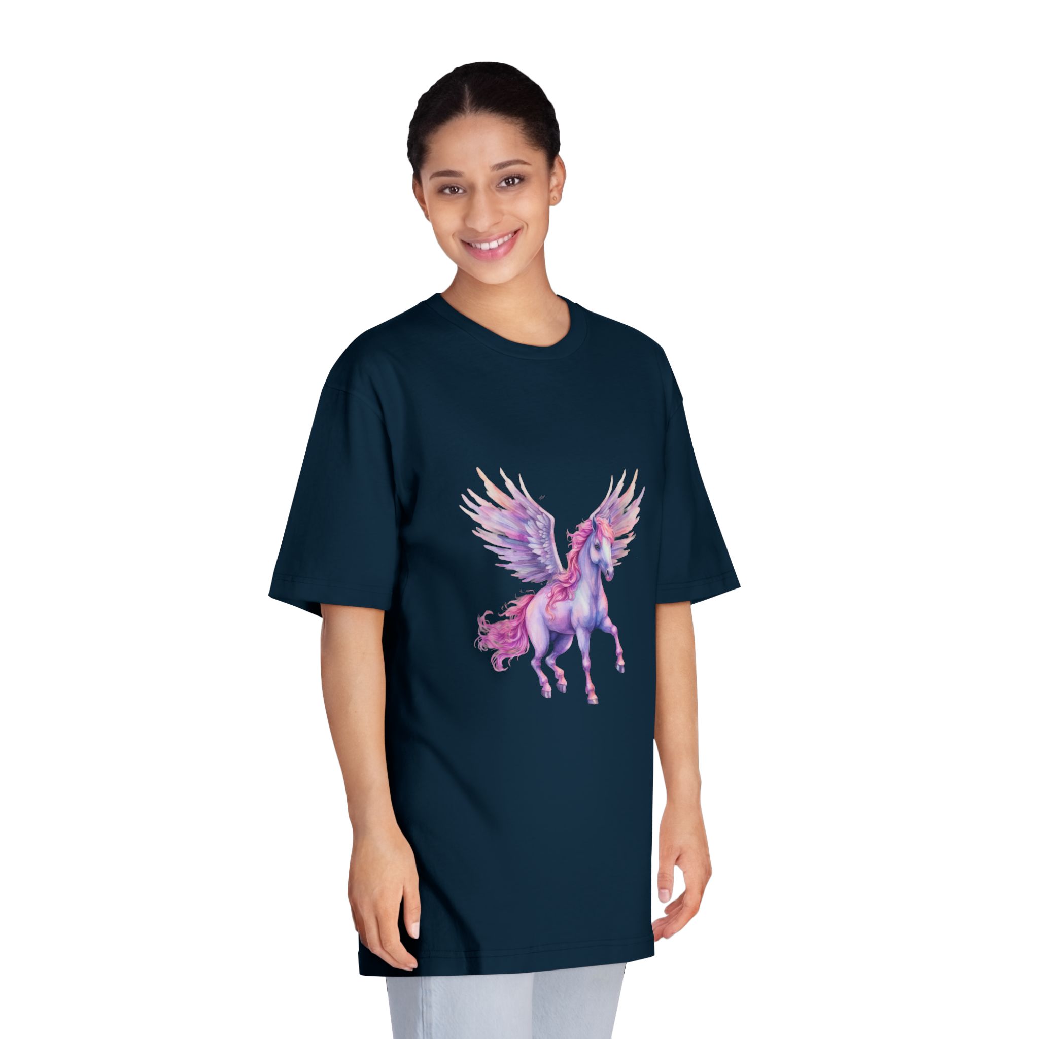 Painting Unicorn With Pink Hair Wings Generative Ai Unisex Classic Crewneck T Shirt - Image 19