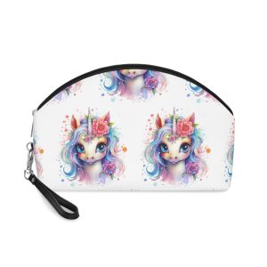 Cute Colorful Magic Unicorn With Flowers Watercolor Style (8) Copia Makeup Bag