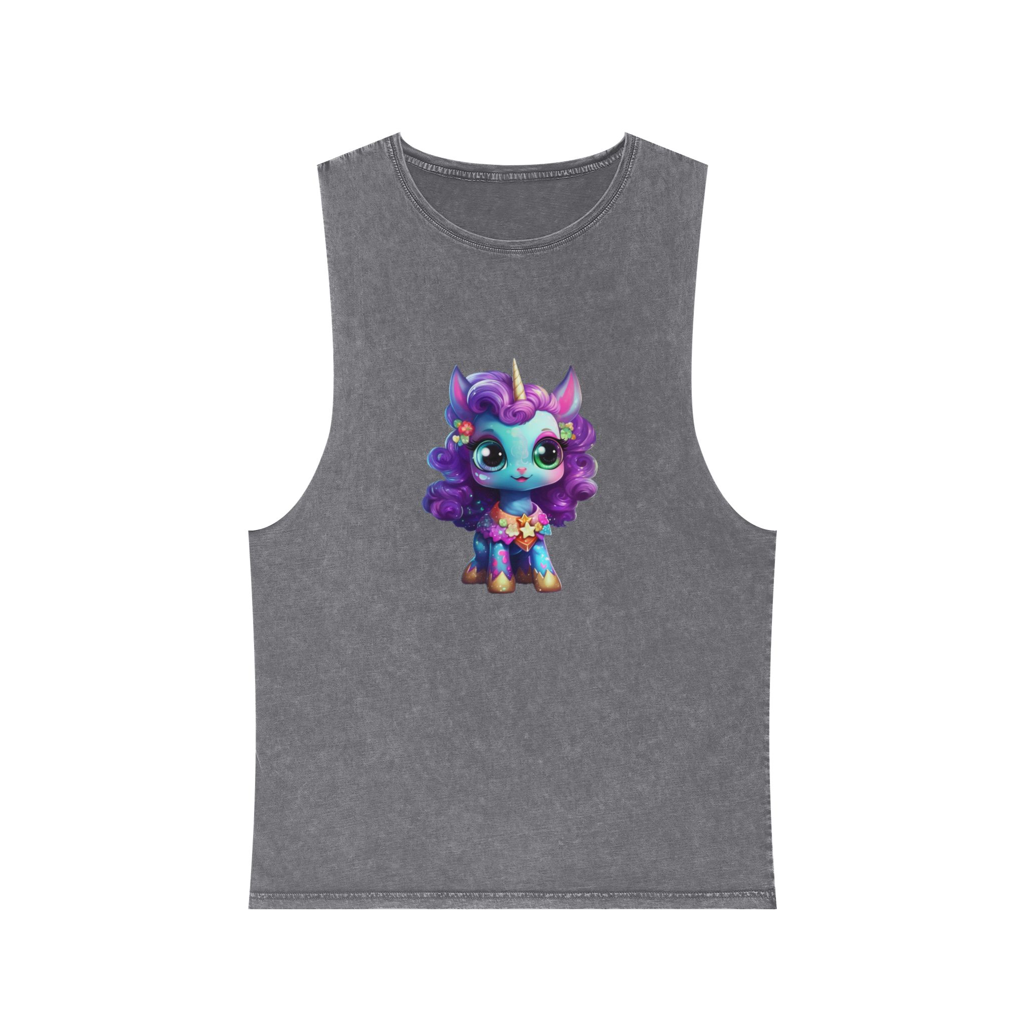 Beautiful Cute Baby Unicorn Copy Unisex Stonewash Tank Top - Image 9
