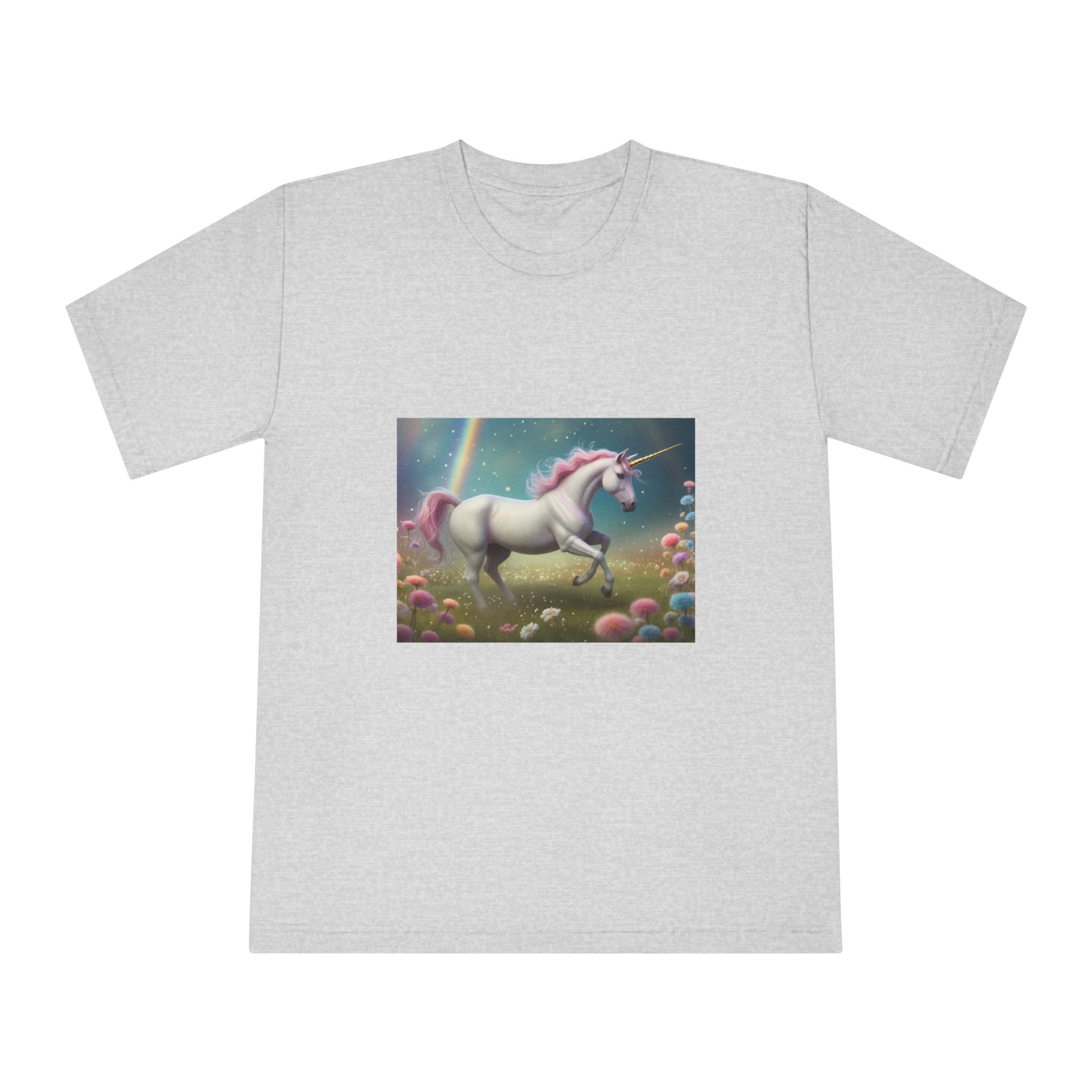 Beautiful Unicorn Running Magical Meadow Unicorn Background Images Whimsical Unicorn (54) Unisex Classic Crewneck T Shirt - Image 13
