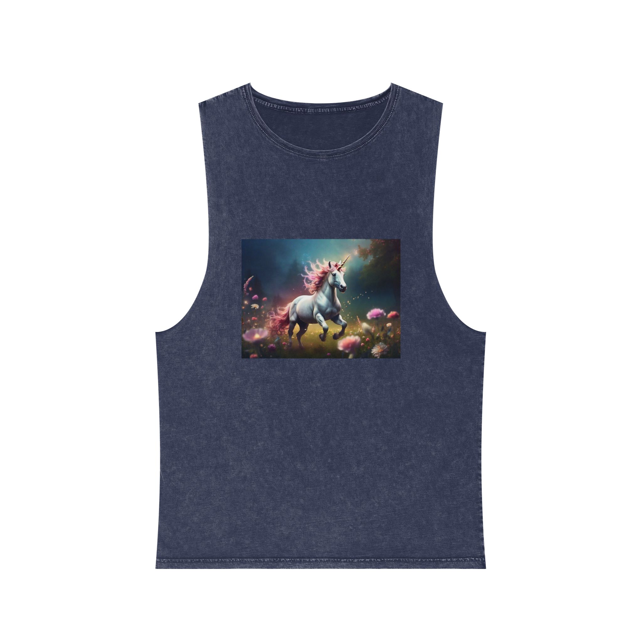 Beautiful Unicorn Running Magical Meadow Unicorn Background Images Whimsical Unicorn (22) Unisex Stonewash Tank Top - Image 13