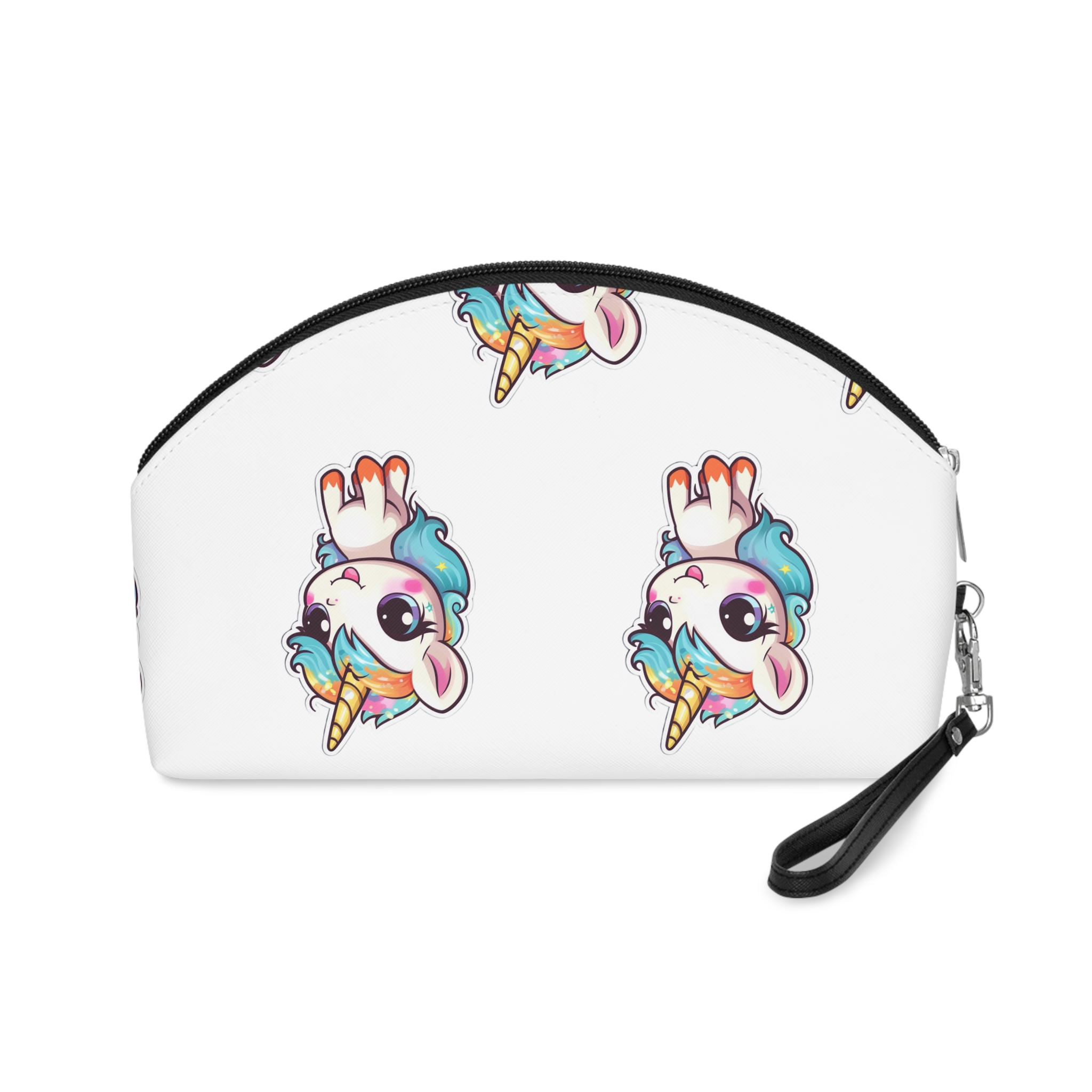Sticker Unicorn With Rainbow Mane Blue Eyes Makeup Bag - Image 2