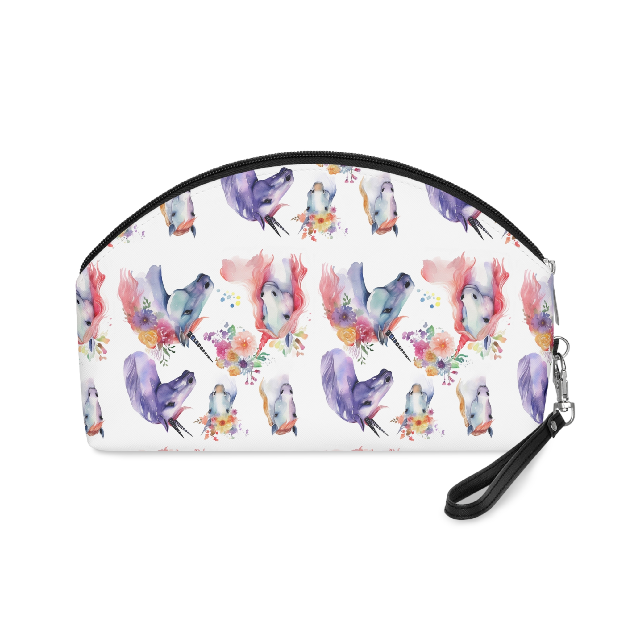 There Are Four Unicorns With Flowers Their Heads Generative Ai Makeup Bag - Image 2