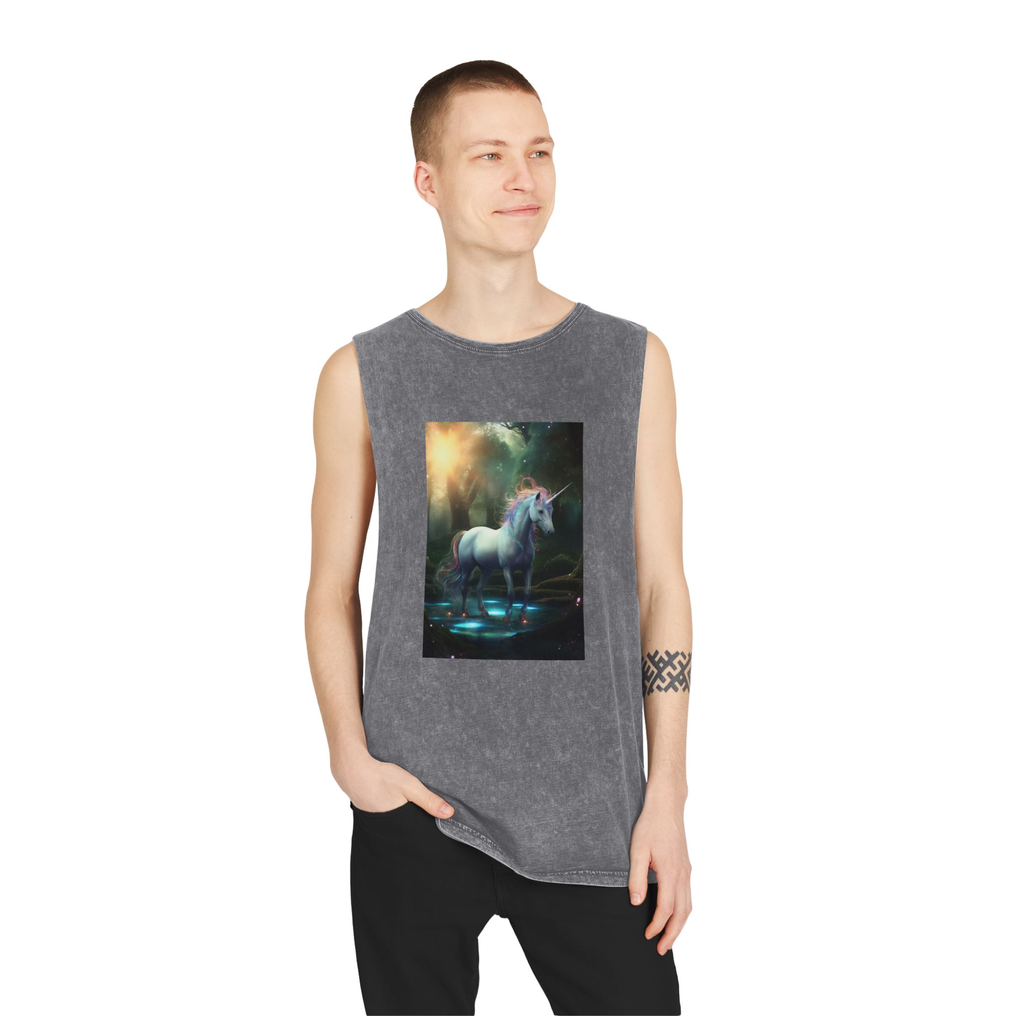 Magical Mythical Unicorn Creature 9 Unisex Stonewash Tank Top - Image 11