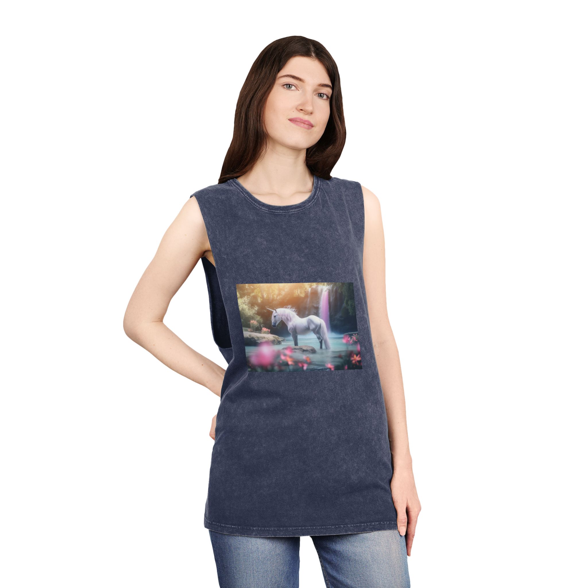 Magical Mythical Unicorn Creature 8 Unisex Stonewash Tank Top - Image 16