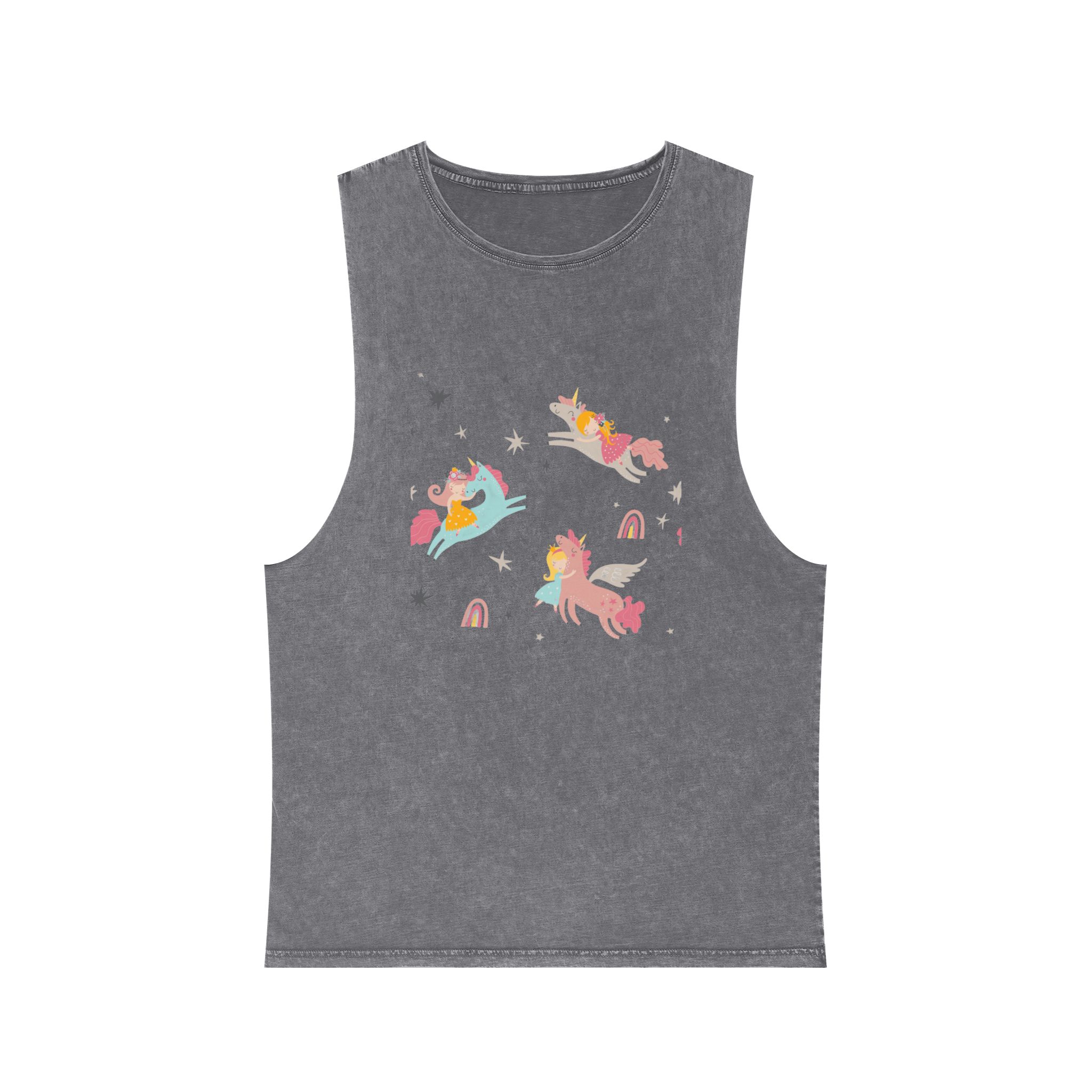 Princess With Unicorns February 2022 Unisex Stonewash Tank Top - Image 9