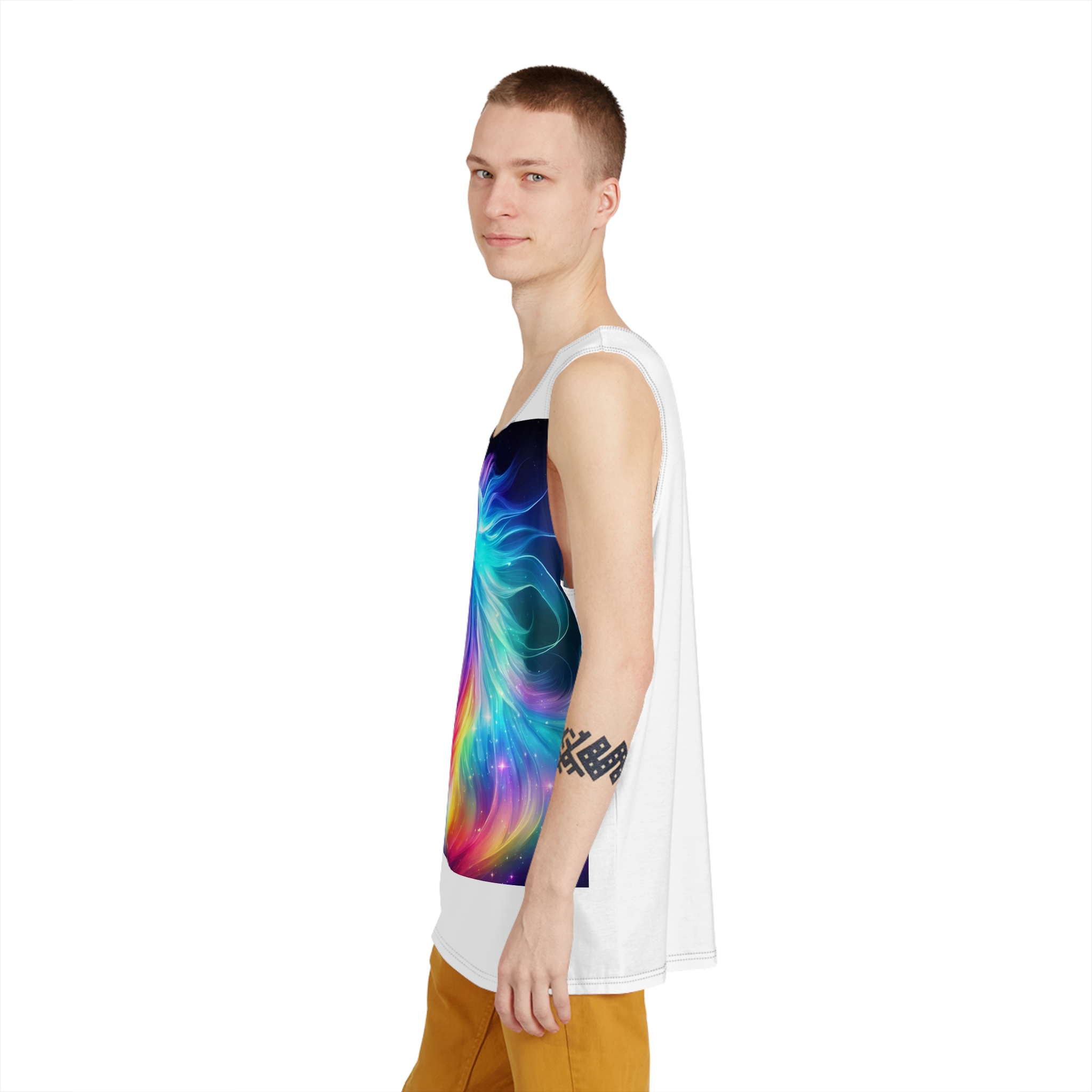 Portrait Unicorn Isolated Stars Background Generative Artificial Intelligence Mens Tank Aop