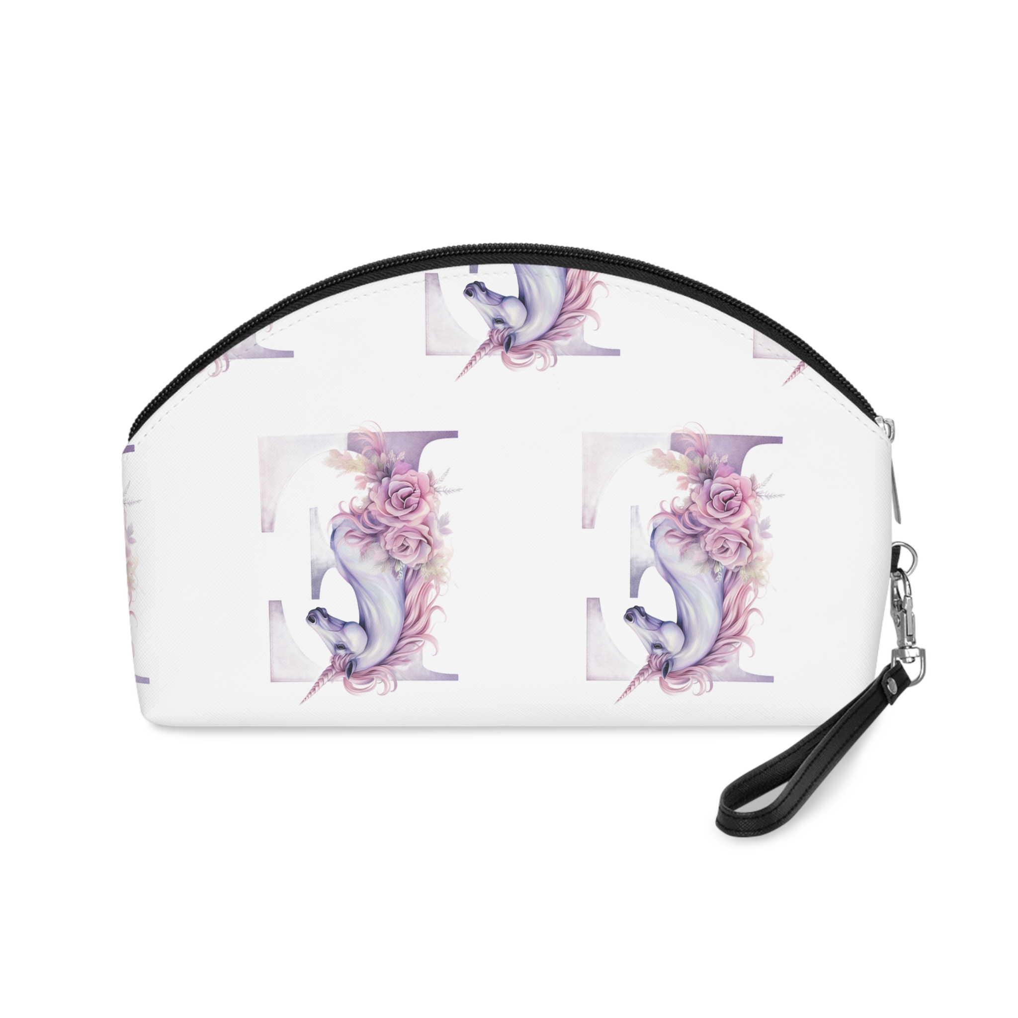 There Is Unicorn With Long Mane Flowers It Generative Ai (1) Makeup Bag - Image 2