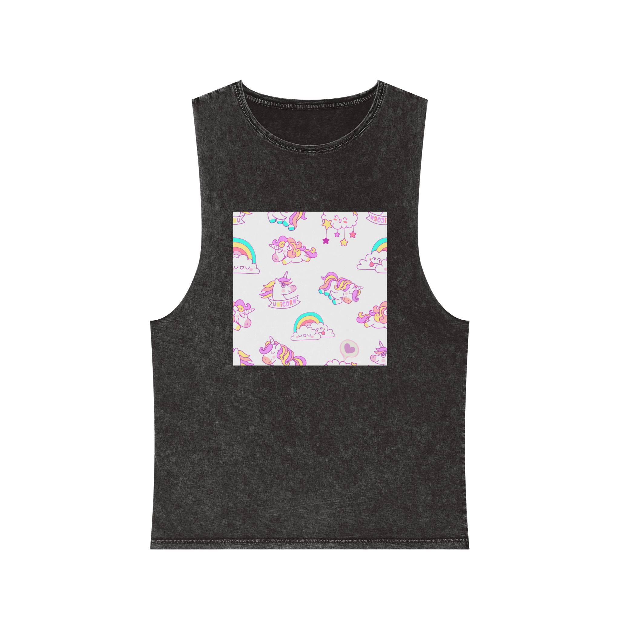Seamless Unicorn Unisex Stonewash Tank Top
