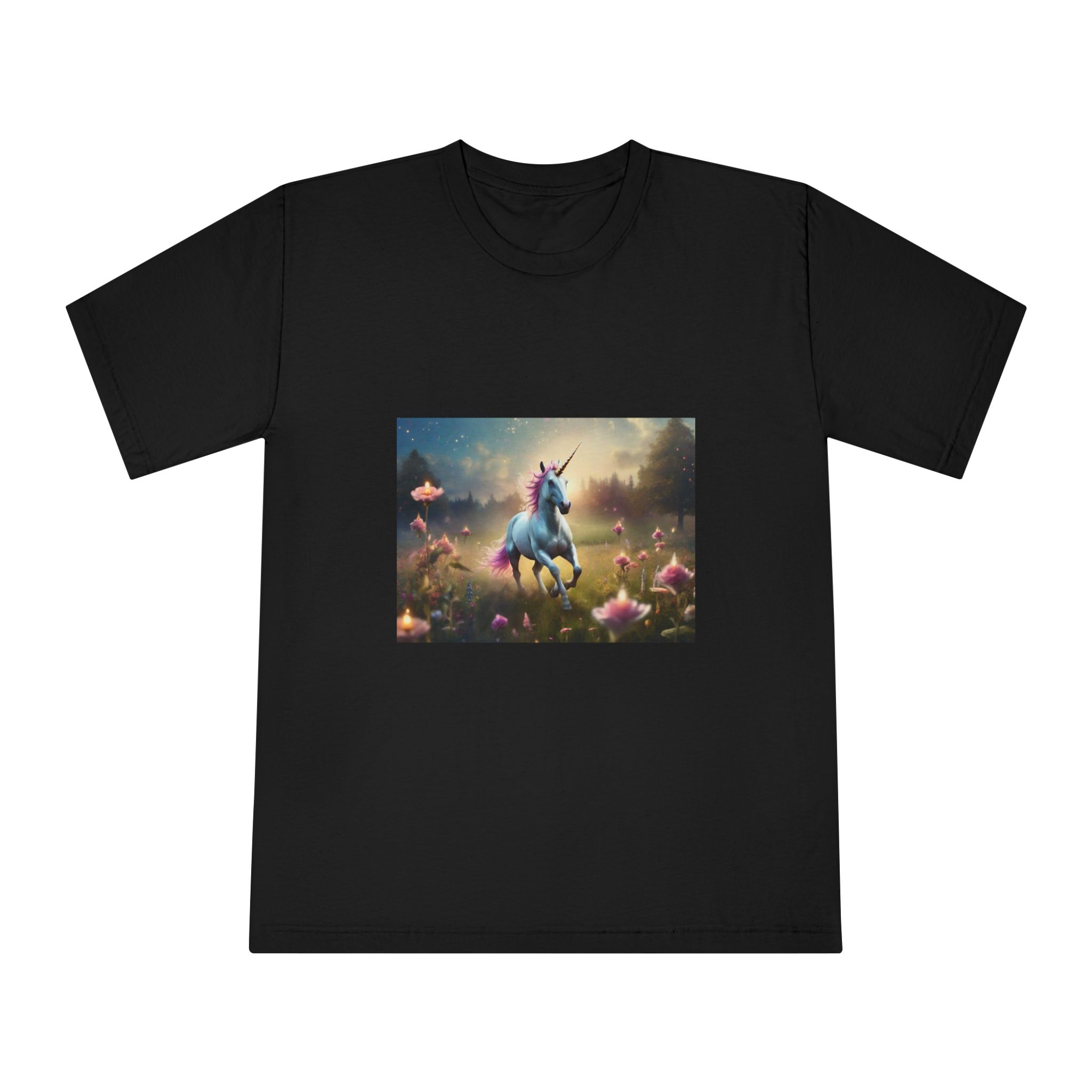 Beautiful Unicorn Running Magical Meadow Unicorn Background Images Whimsical Unicorn (35) Unisex Classic Crewneck T Shirt - Image 5