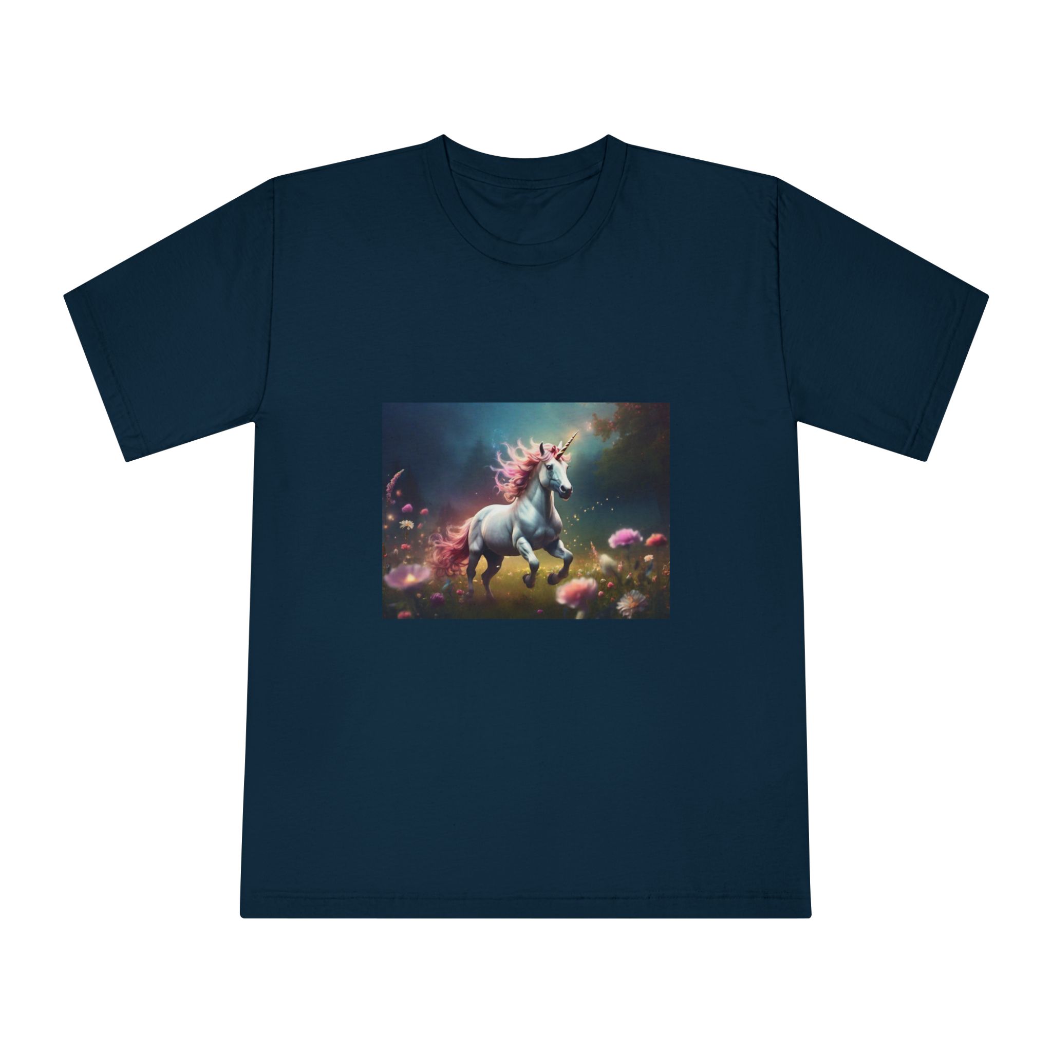 Beautiful Unicorn Running Magical Meadow Unicorn Background Images Whimsical Unicorn (22) Unisex Classic Crewneck T Shirt - Image 17