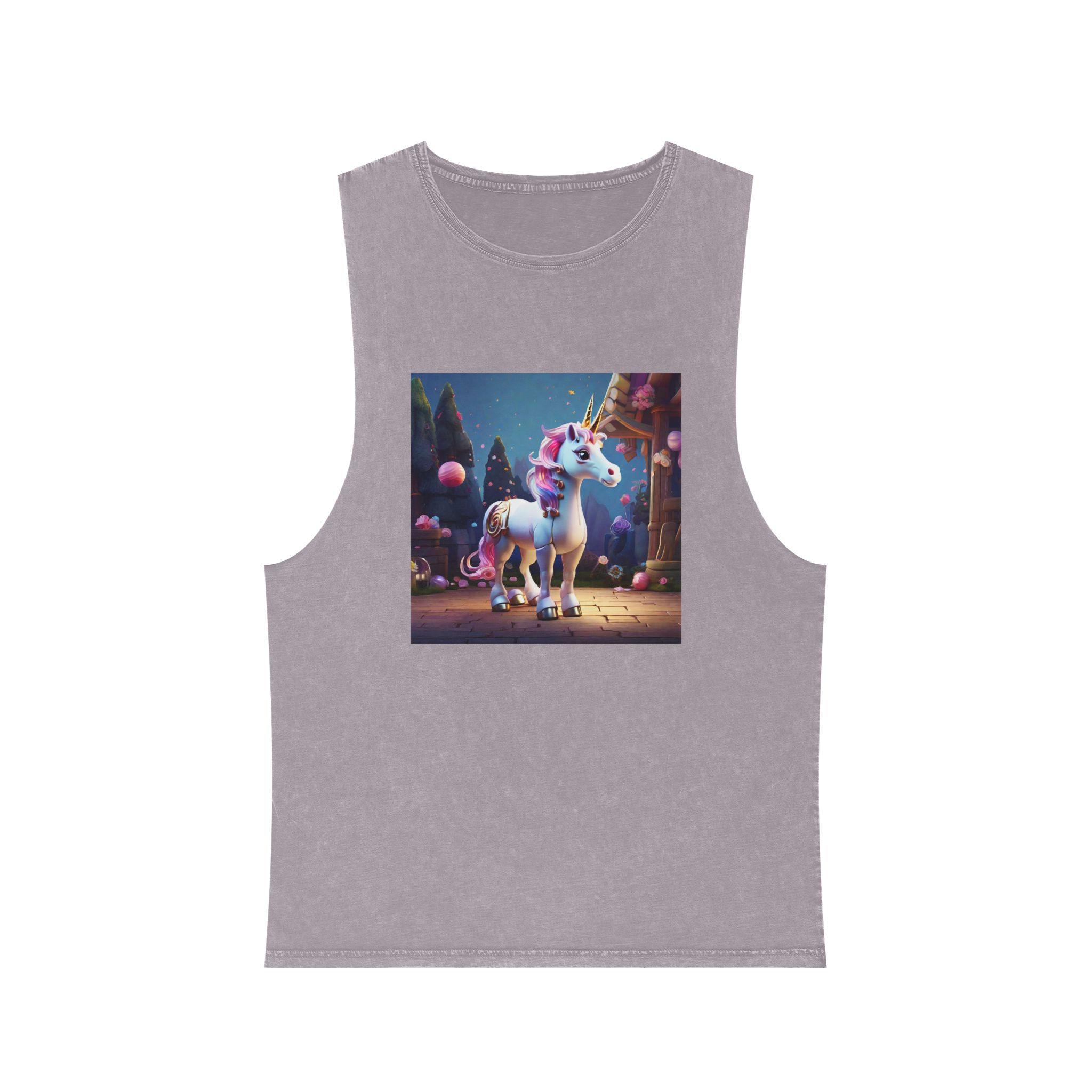 Animated Unicorn Children Generated By Ai (5) Unisex Stonewash Tank Top - Image 17