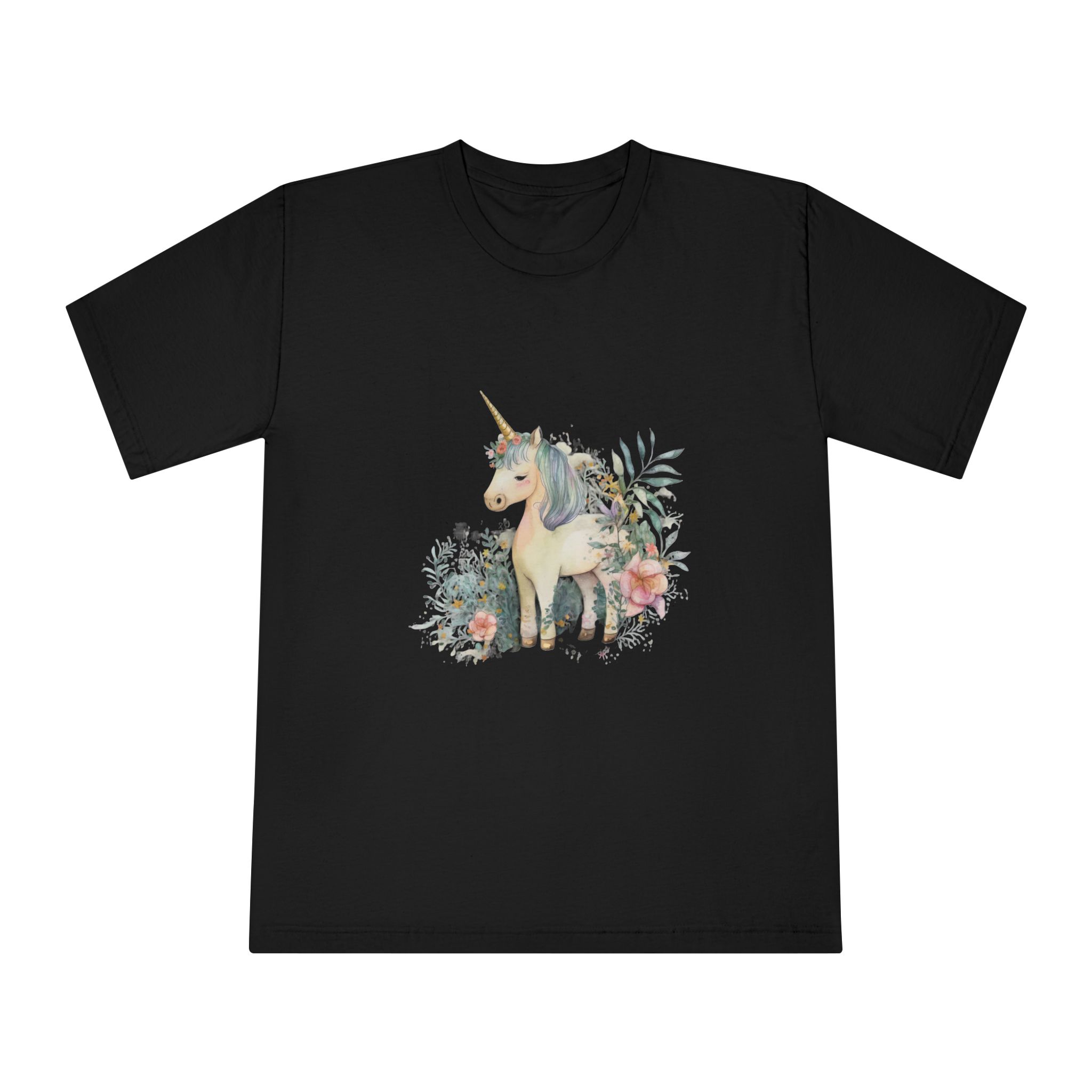 Watercolor Forest Cartoon Isolated Cute Baby Unicorn Animal Illustration Ai Generative Copy Unisex Classic Crewneck T Shirt - Image 5
