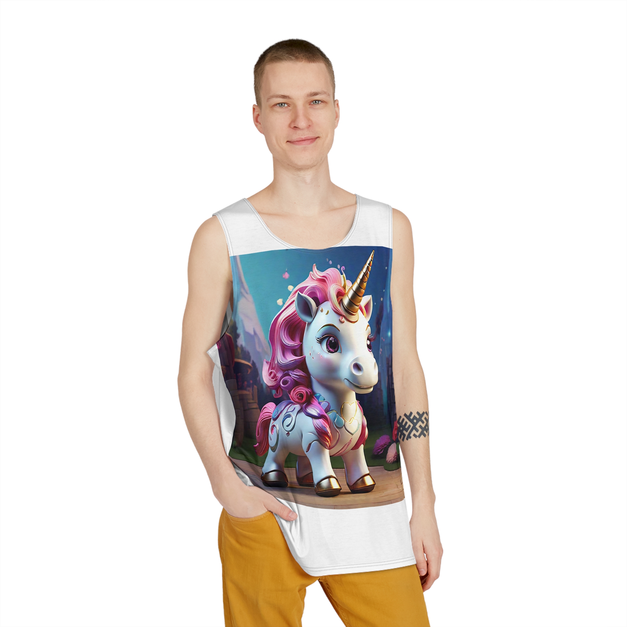 Animated Unicorn Children Generated By Ai (14) Mens Tank Aop - Image 3