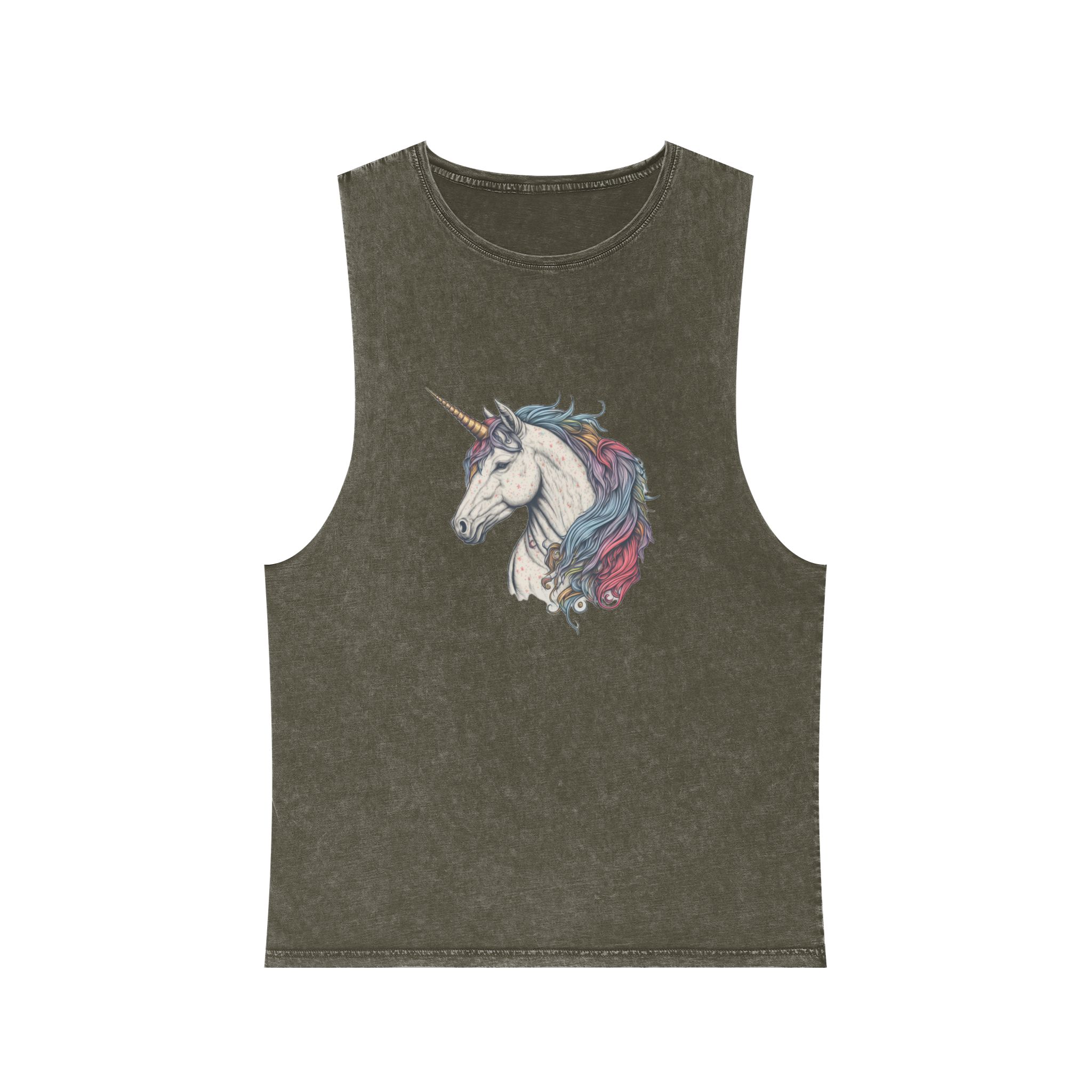 Colorful Unicorn Illustration Created With Ai Tools Copy Unisex Stonewash Tank Top - Image 5