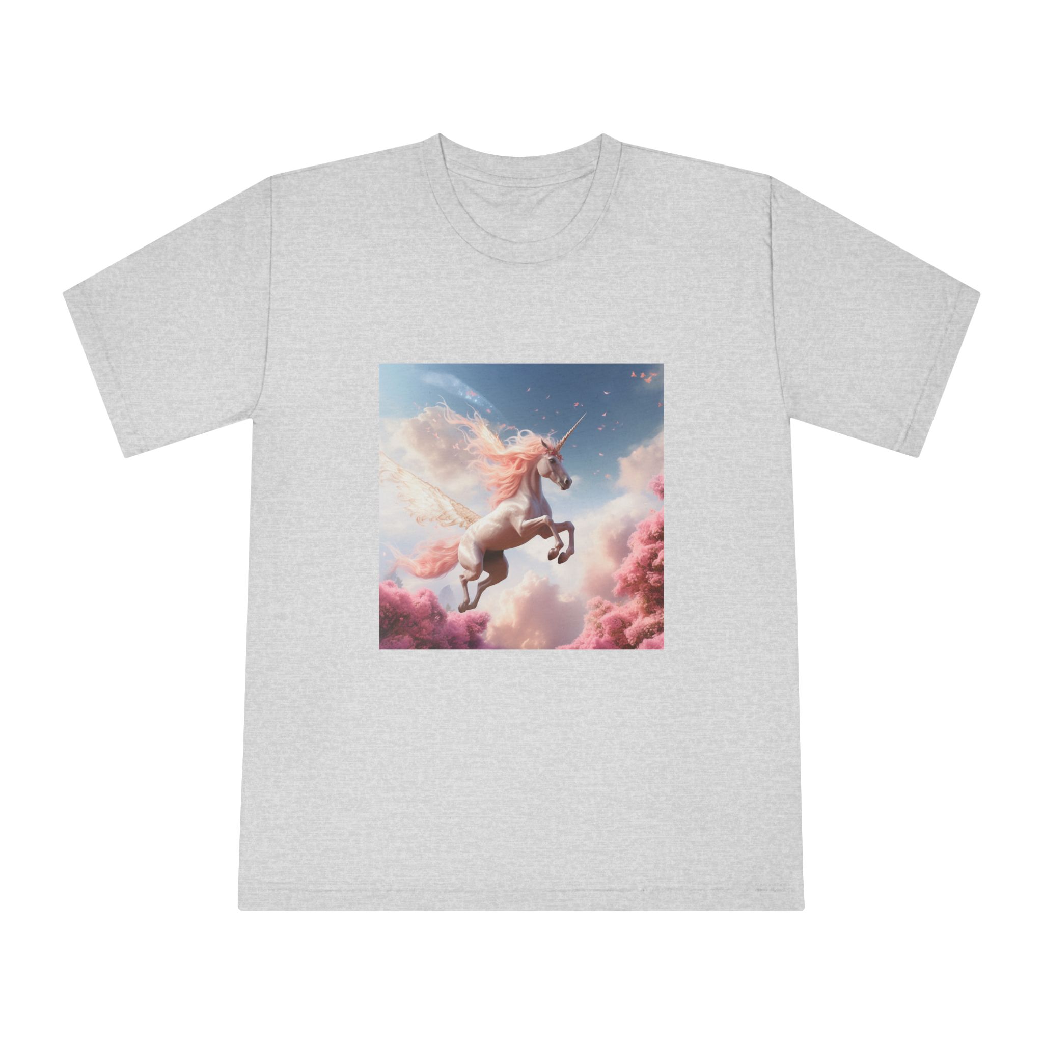 Unicorn With Pink Mane Flying Through Sky With Pink Trees Generative Ai Unisex Classic Crewneck T Shirt - Image 13