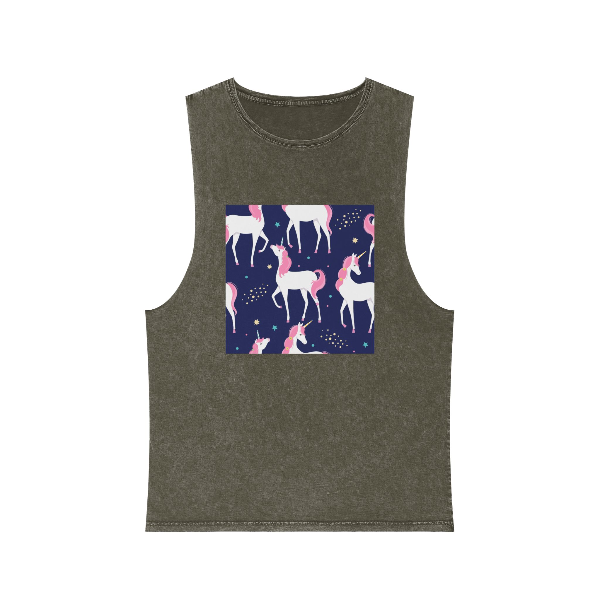 Unicorn Patterns Unisex Stonewash Tank Top - Image 5