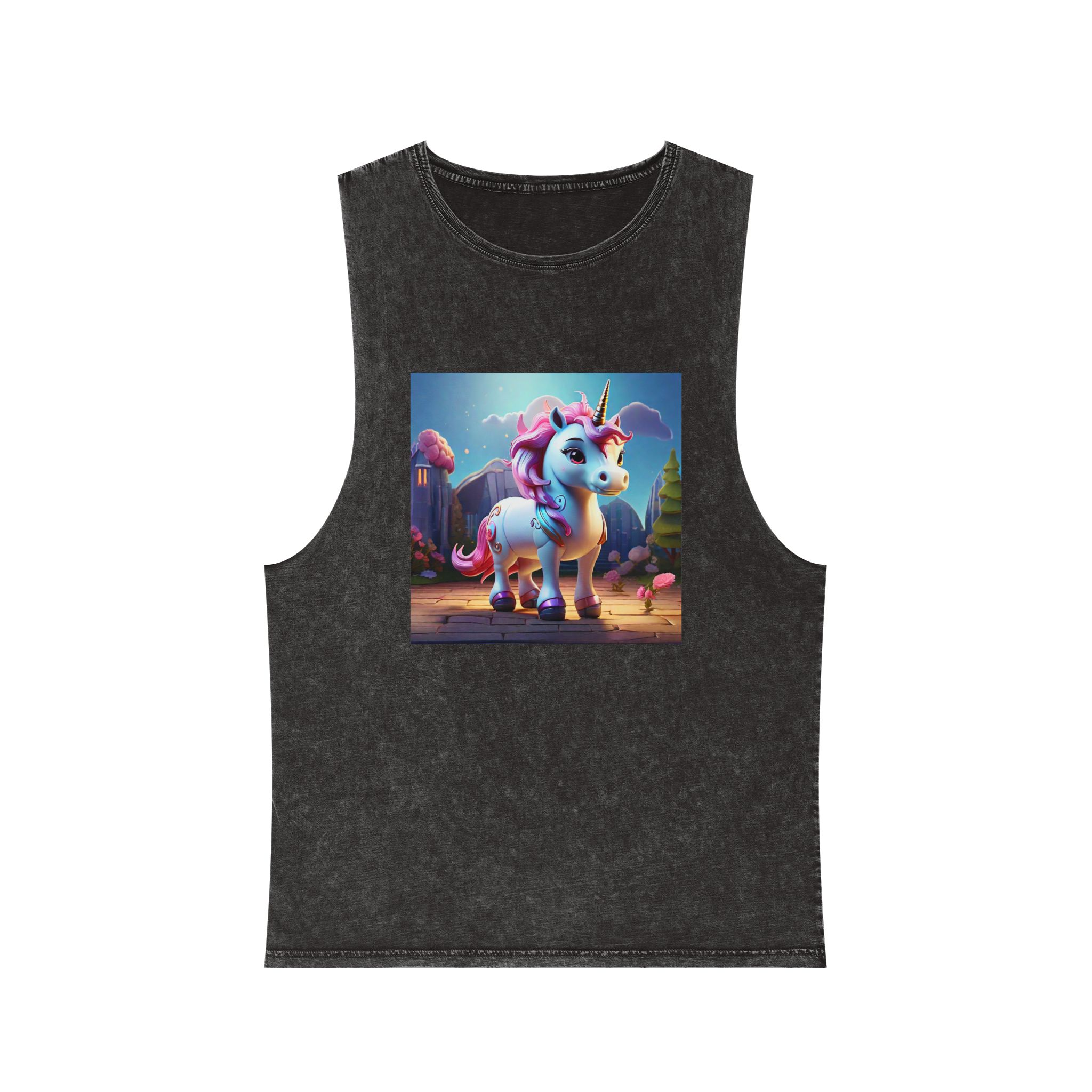 Animated Unicorn Children Generated By Ai (8) Unisex Stonewash Tank Top