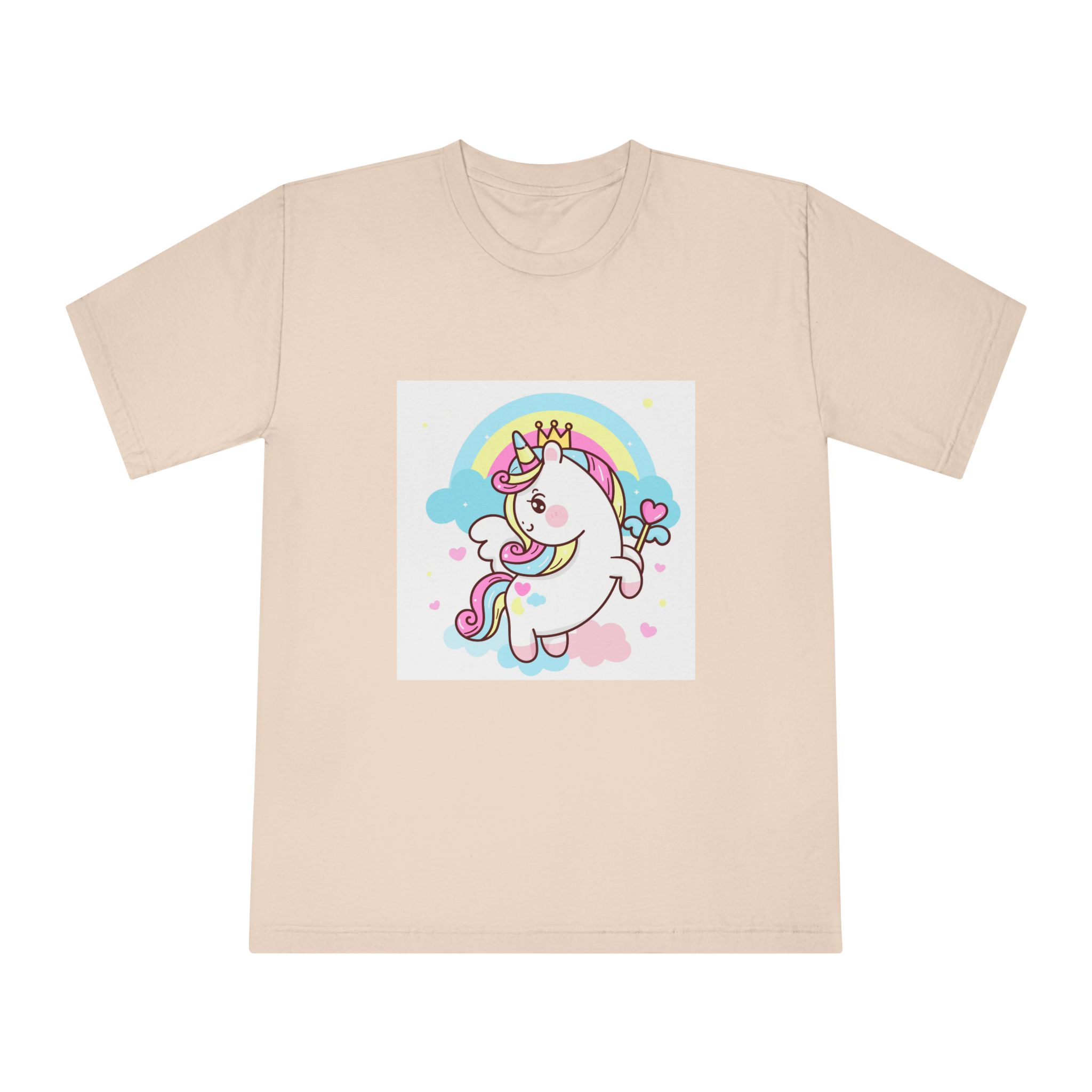 Cute Unicorn Vector Princess Pegasus Holding Heart Magic Wand On Pastel Sky With Sweet Cloud and Heart Pony Cartoon Kawaii Animals Background Unisex Classic Crewneck T Shirt - Image 9
