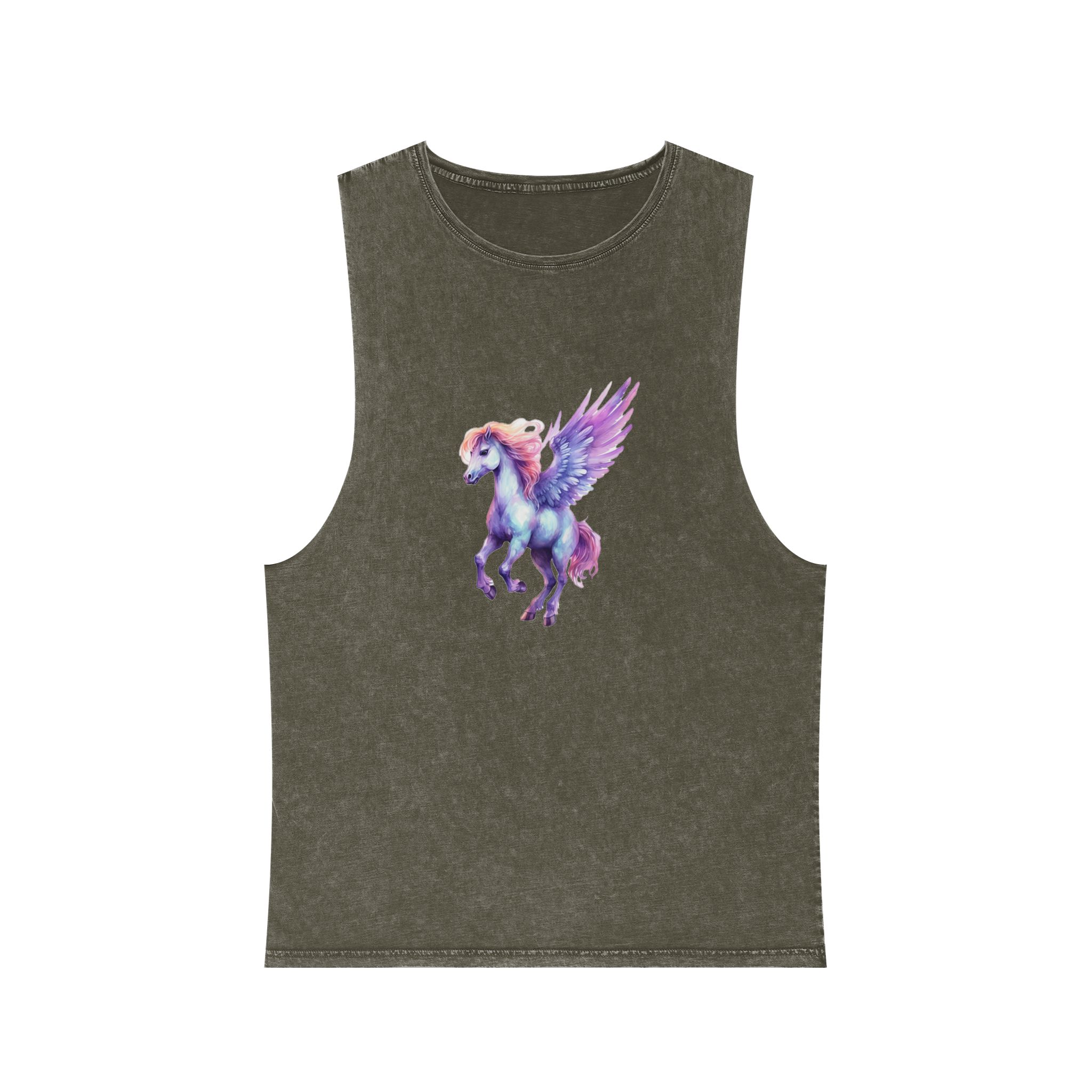 Pegasus Watercolor Clipart Cute Isolated White Background With Generative Ai Technology Unisex Stonewash Tank Top - Image 5
