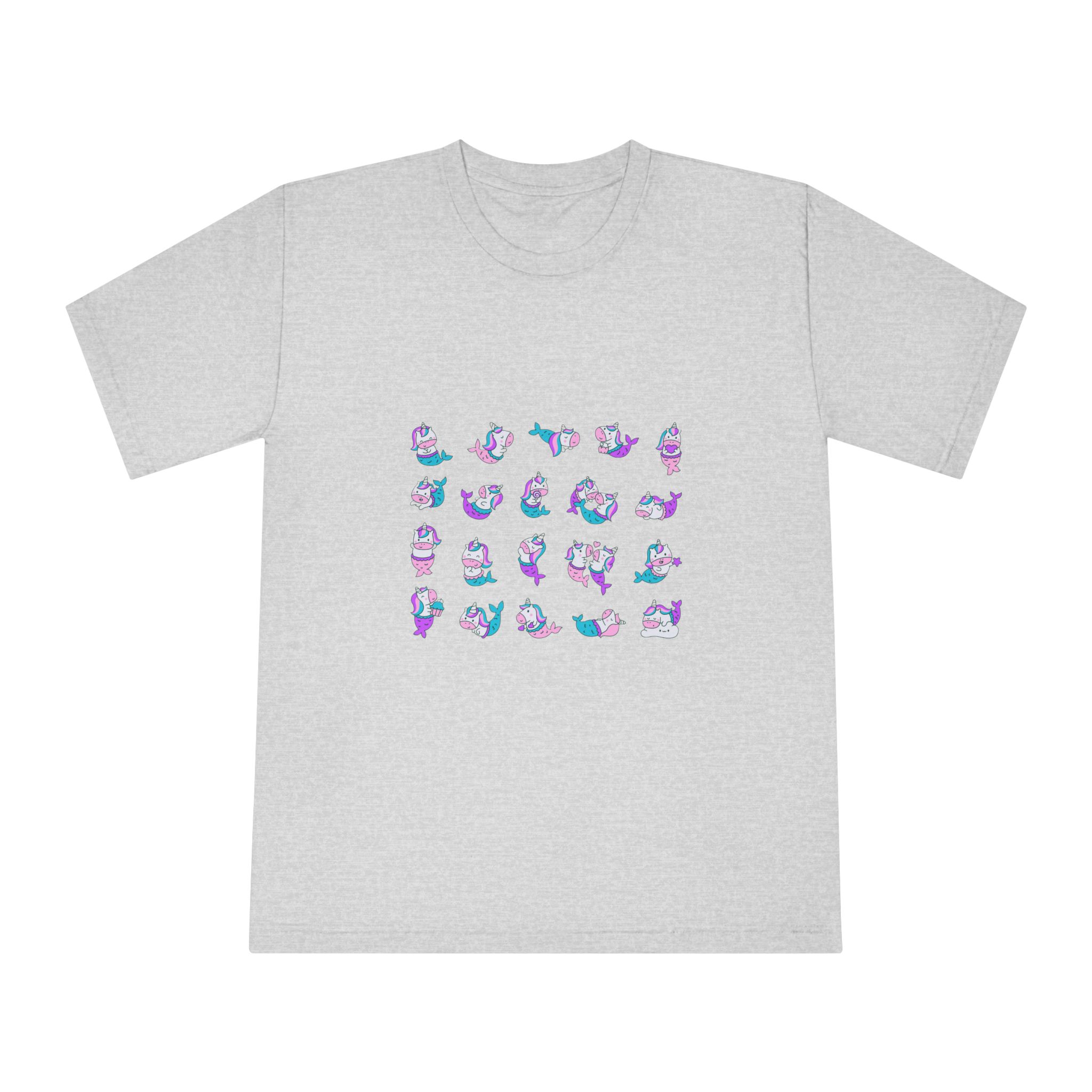 Cute Kawaii Unicorn Mermaid Fantasy Cartoon Characters Hand Drawn Style Unisex Classic Crewneck T Shirt - Image 13