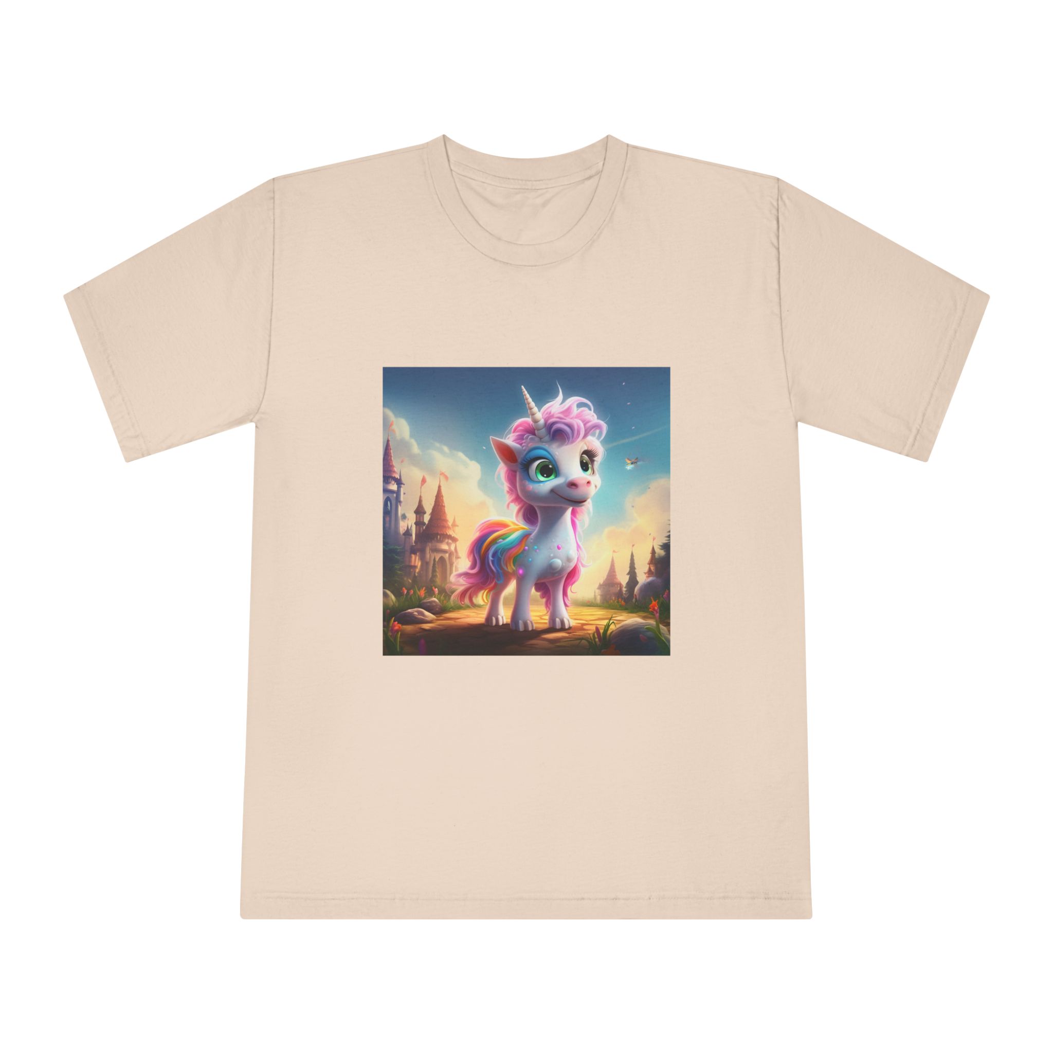 Unicorn Standing Rock Front Castle Generative Ai Unisex Classic Crewneck T Shirt - Image 9